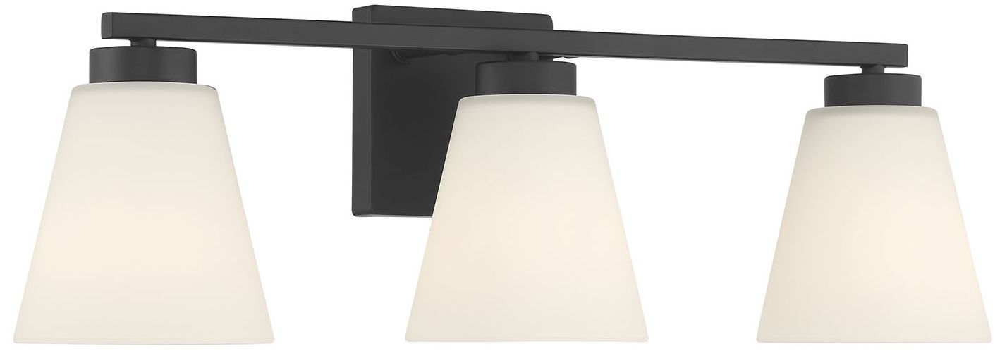 Image 4 Millennium Strayhan 3-Light 22" Matte Black Vanity Light with Glass Shade more views