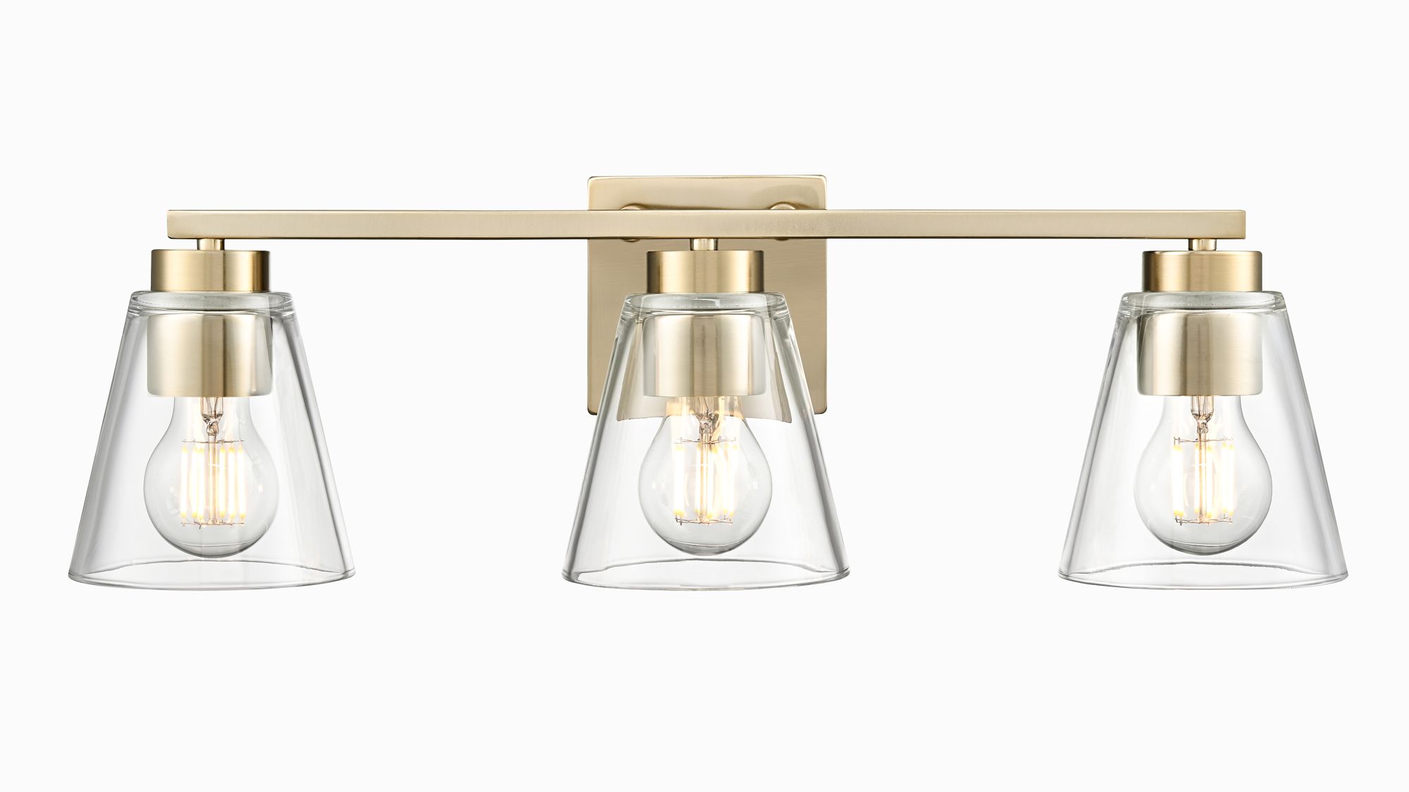 Image 3 Millennium Strayhan 3-Light 22" Modern Gold Vanity Light with Glass Shade more views