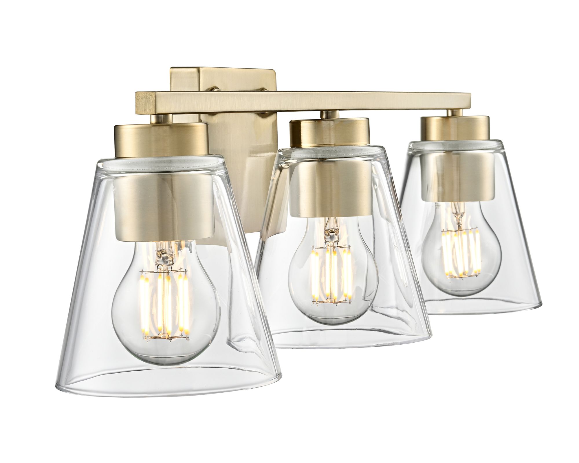 Image 4 Millennium Strayhan 3-Light 22" Modern Gold Vanity Light with Glass Shade more views