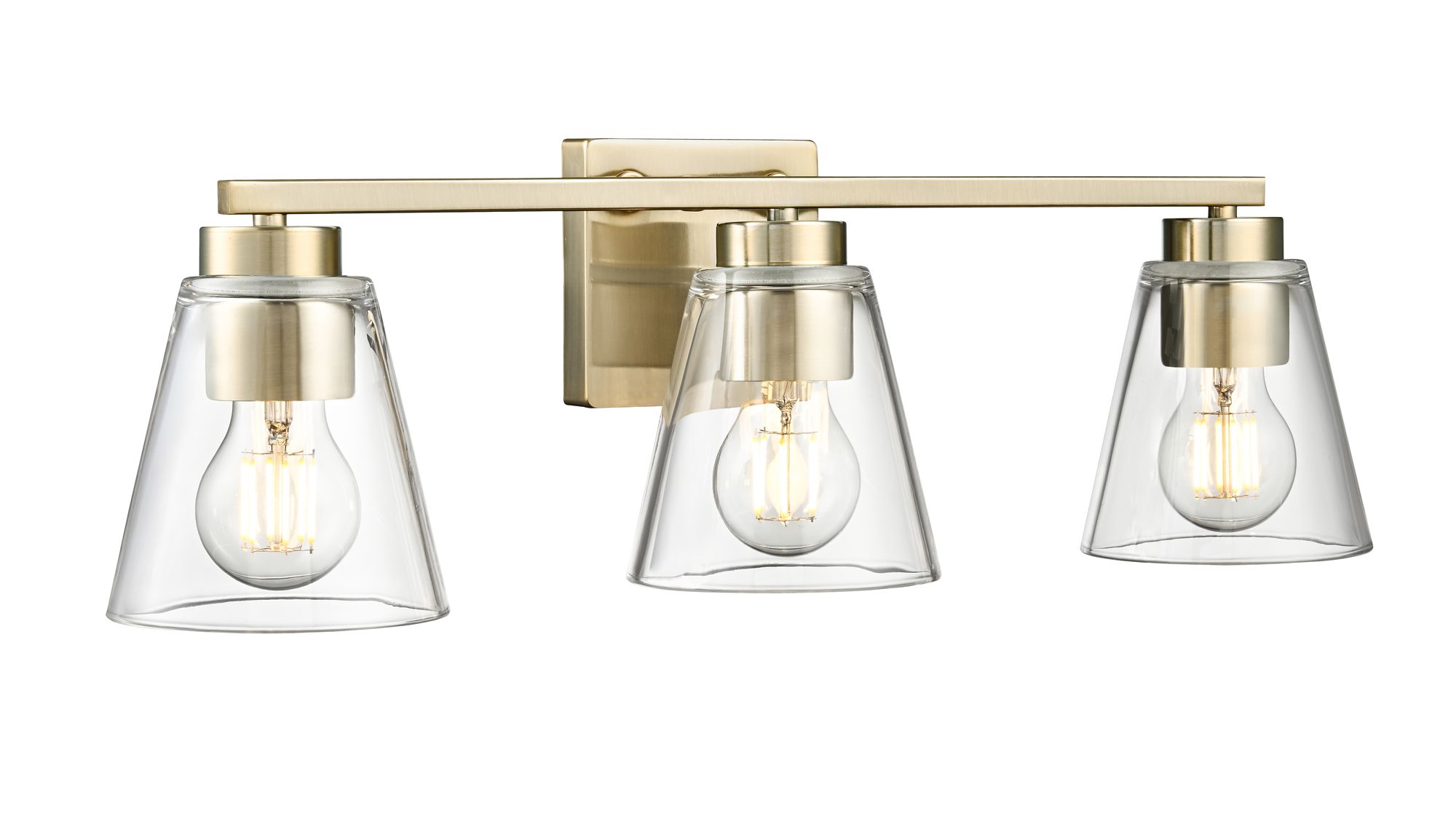 Image 5 Millennium Strayhan 3-Light 22" Modern Gold Vanity Light with Glass Shade more views