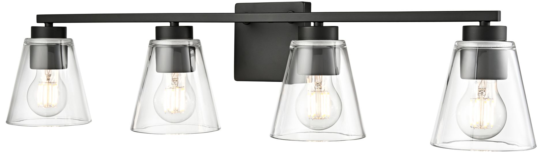 Millennium Strayhan 4-Light 31" Matte Black Vanity Light with Glass Shade