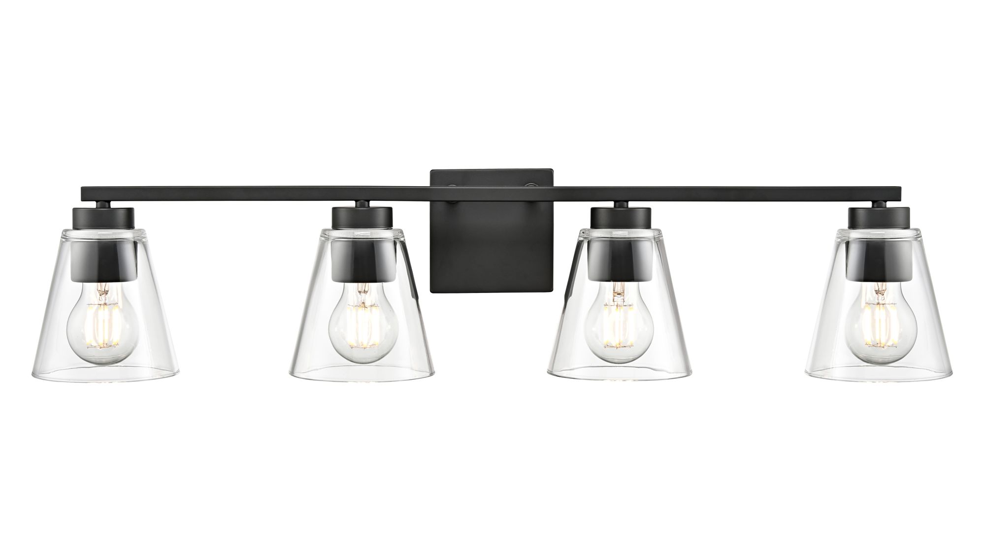 Image 3 Millennium Strayhan 4-Light 31" Matte Black Vanity Light with Glass Shade more views