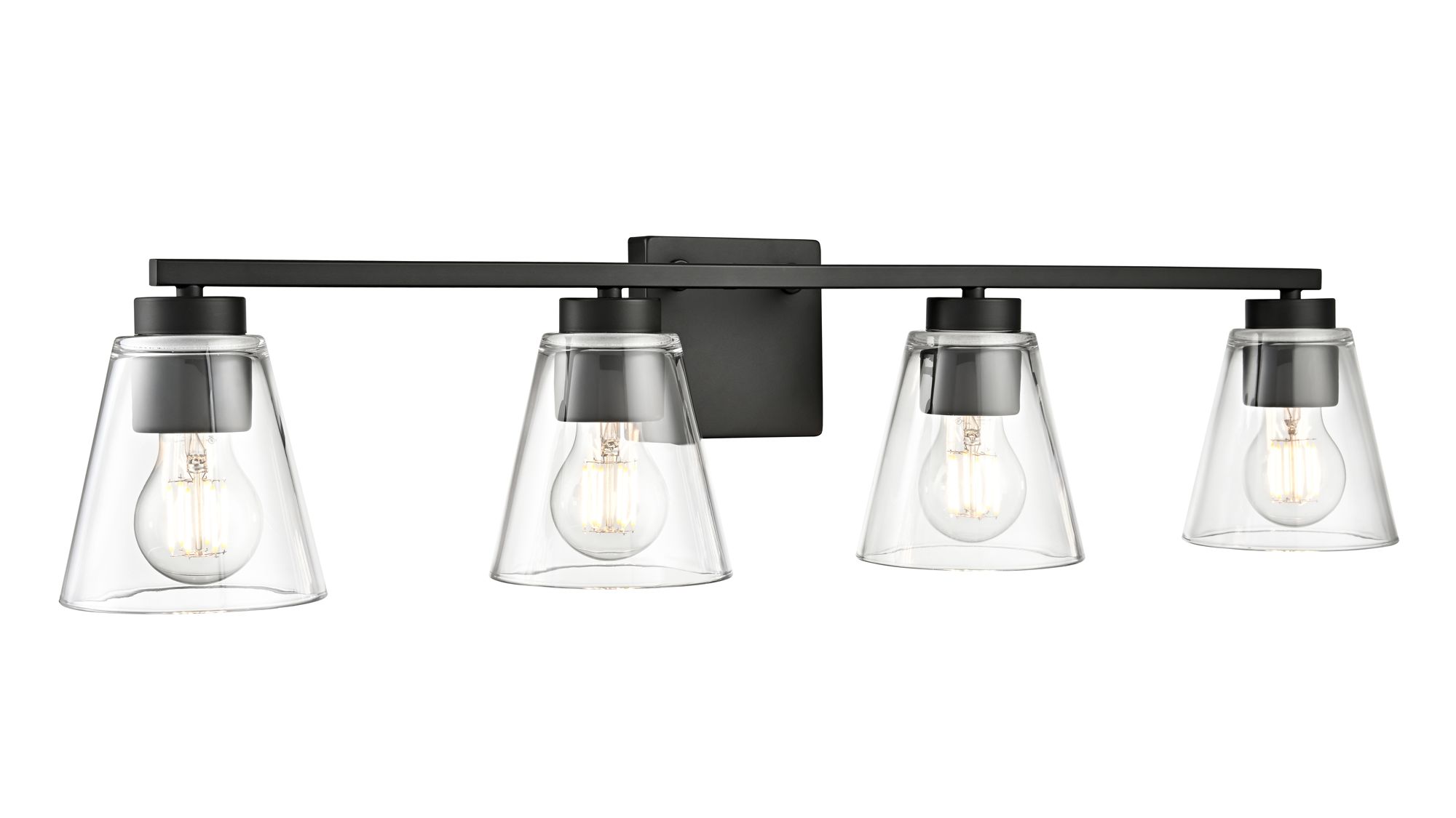 Image 4 Millennium Strayhan 4-Light 31" Matte Black Vanity Light with Glass Shade more views