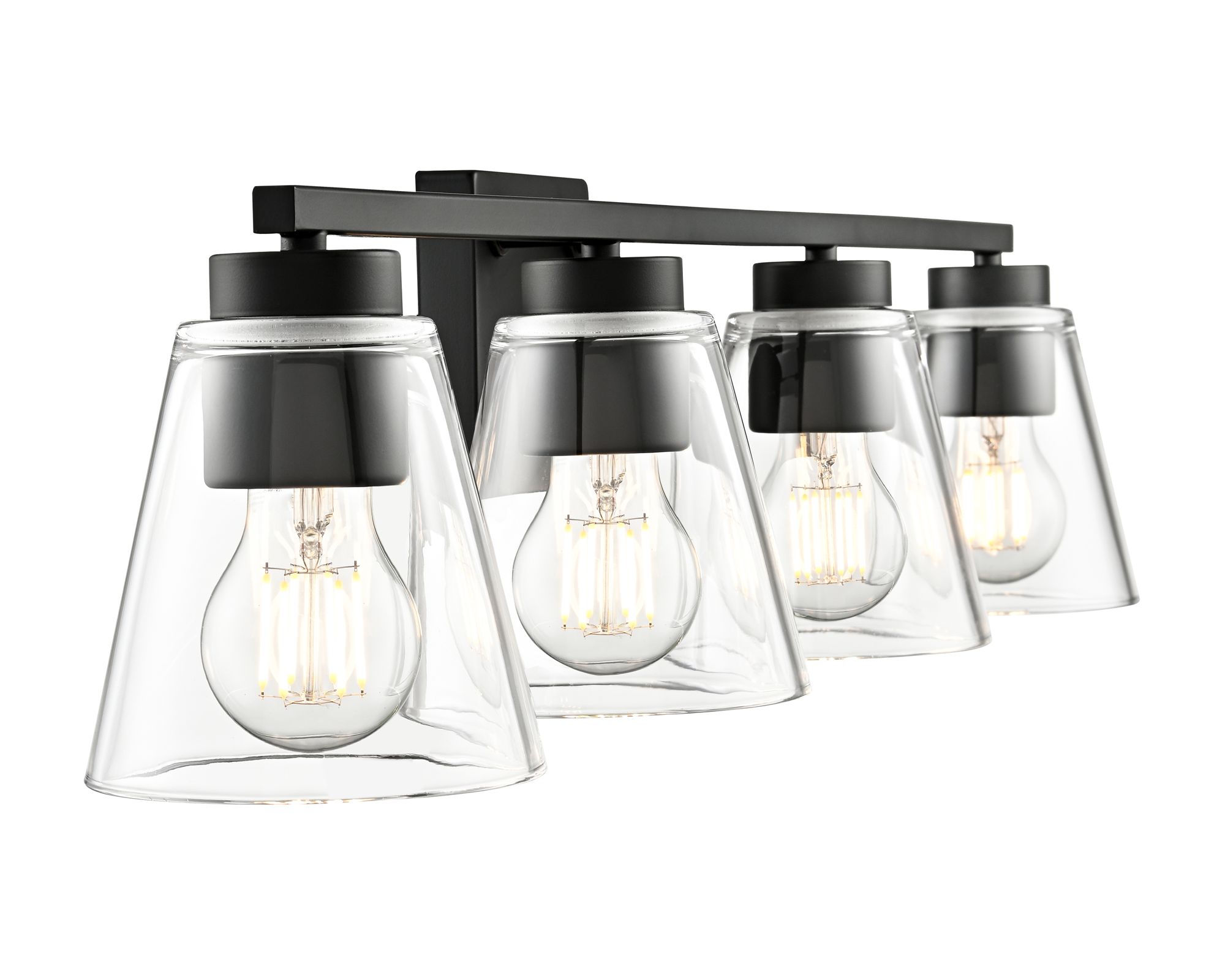 Image 5 Millennium Strayhan 4-Light 31" Matte Black Vanity Light with Glass Shade more views