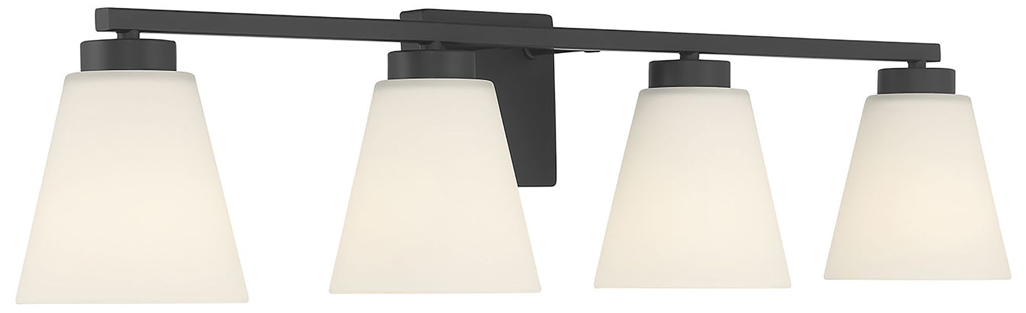 Millennium Strayhan 4-Light 31" Matte Black Vanity Light with Glass Shade