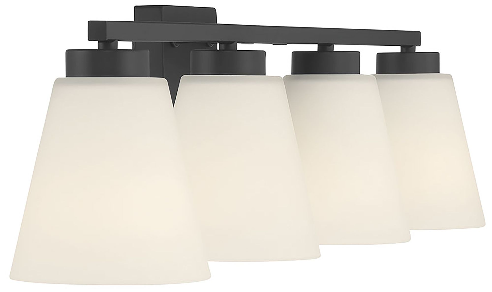 Image 4 Millennium Strayhan 4-Light 31" Matte Black Vanity Light with Glass Shade more views