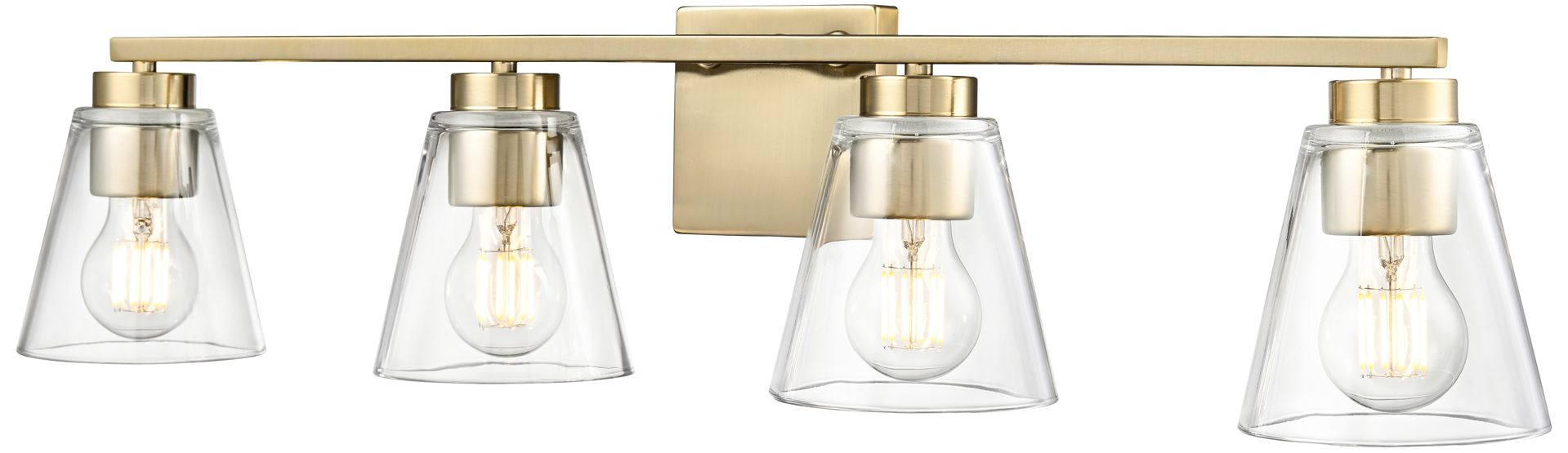 Millennium Strayhan 4-Light 31" Modern Gold Vanity Light with Glass Shade