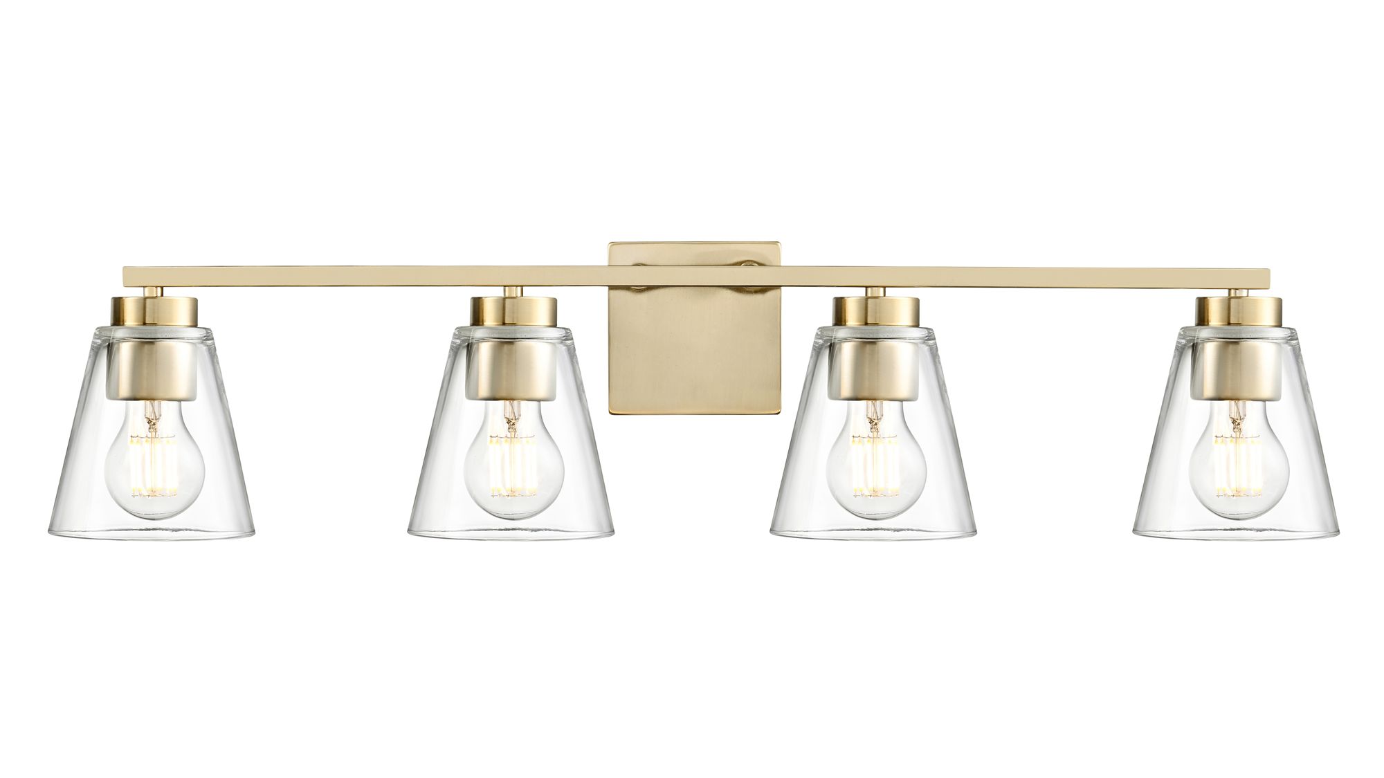 Image 3 Millennium Strayhan 4-Light 31" Modern Gold Vanity Light with Glass Shade more views