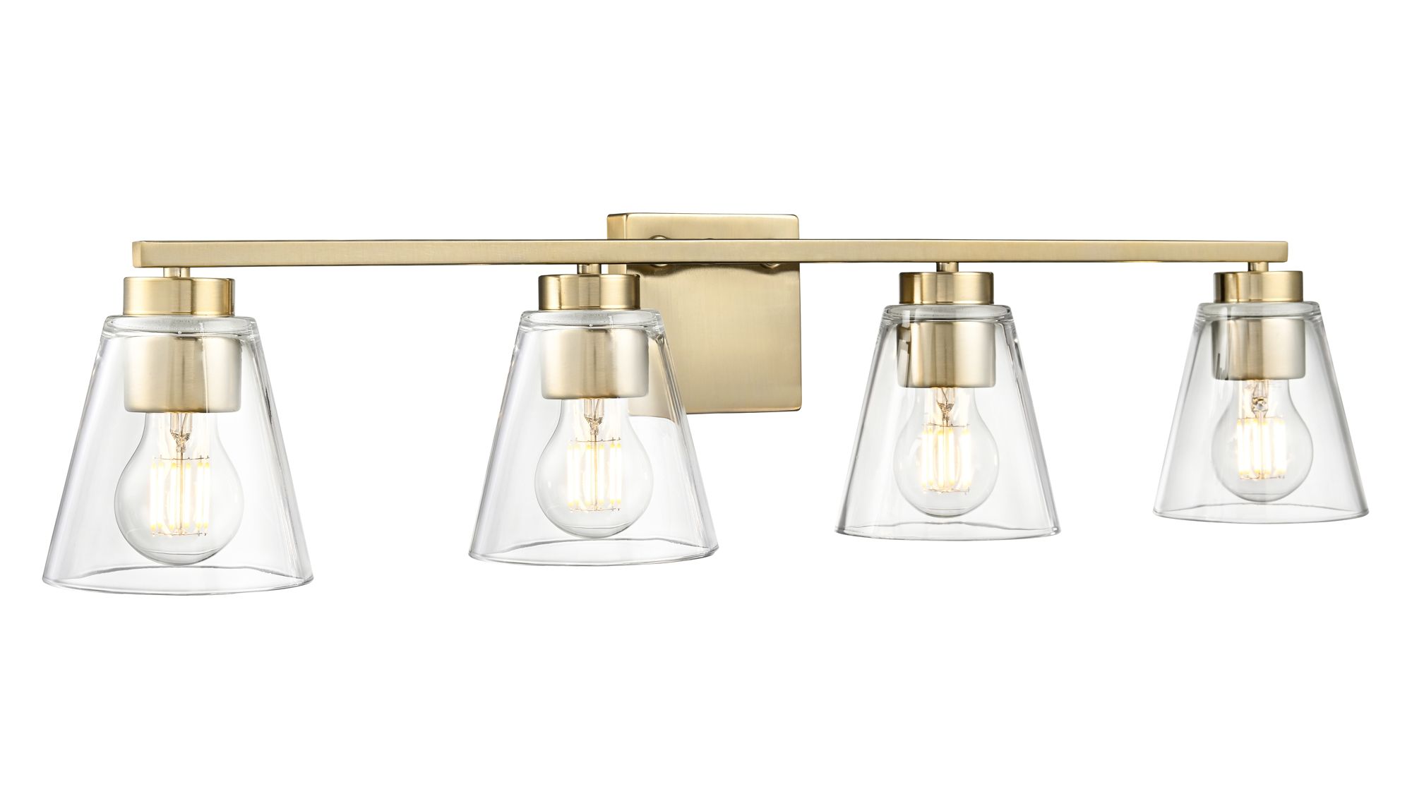 Image 4 Millennium Strayhan 4-Light 31" Modern Gold Vanity Light with Glass Shade more views