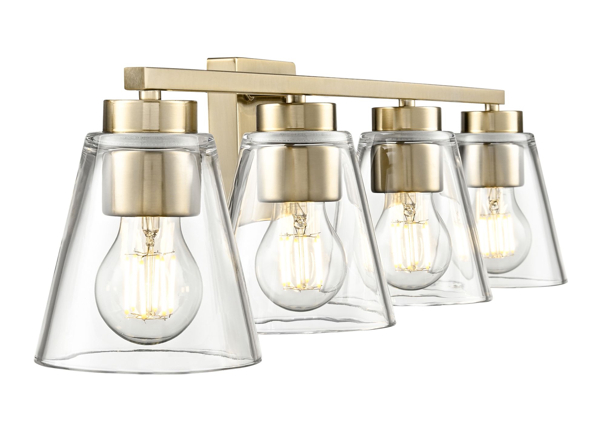 Image 5 Millennium Strayhan 4-Light 31" Modern Gold Vanity Light with Glass Shade more views