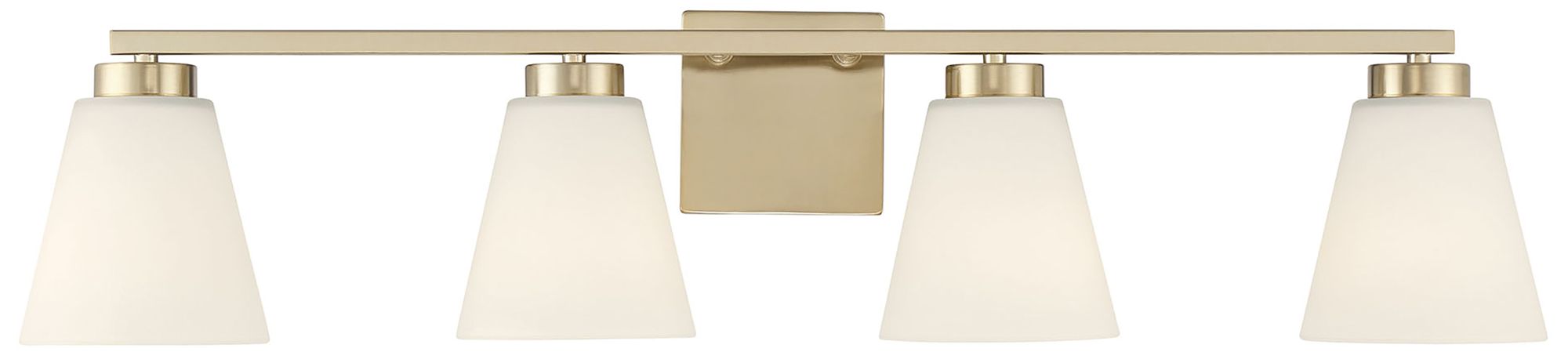 Image 3 Millennium Strayhan 4-Light 31" Modern Gold Vanity Light with Glass Shade more views
