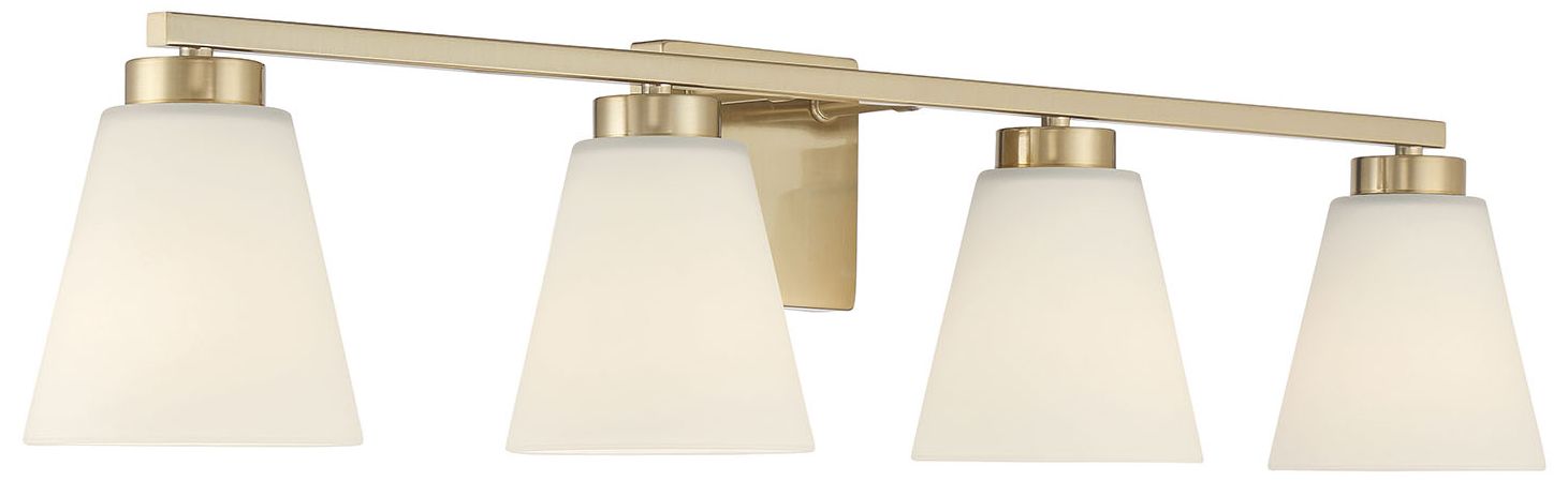 Image 4 Millennium Strayhan 4-Light 31" Modern Gold Vanity Light with Glass Shade more views