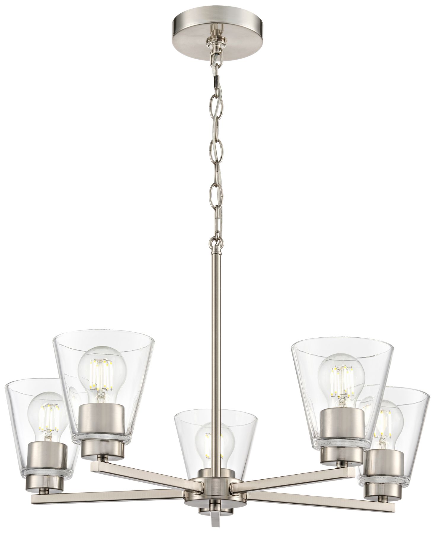 Thumbnail1 of Millennium Strayhan 5-Light 24" Brushed Nickel Chandelier with Glass Shade