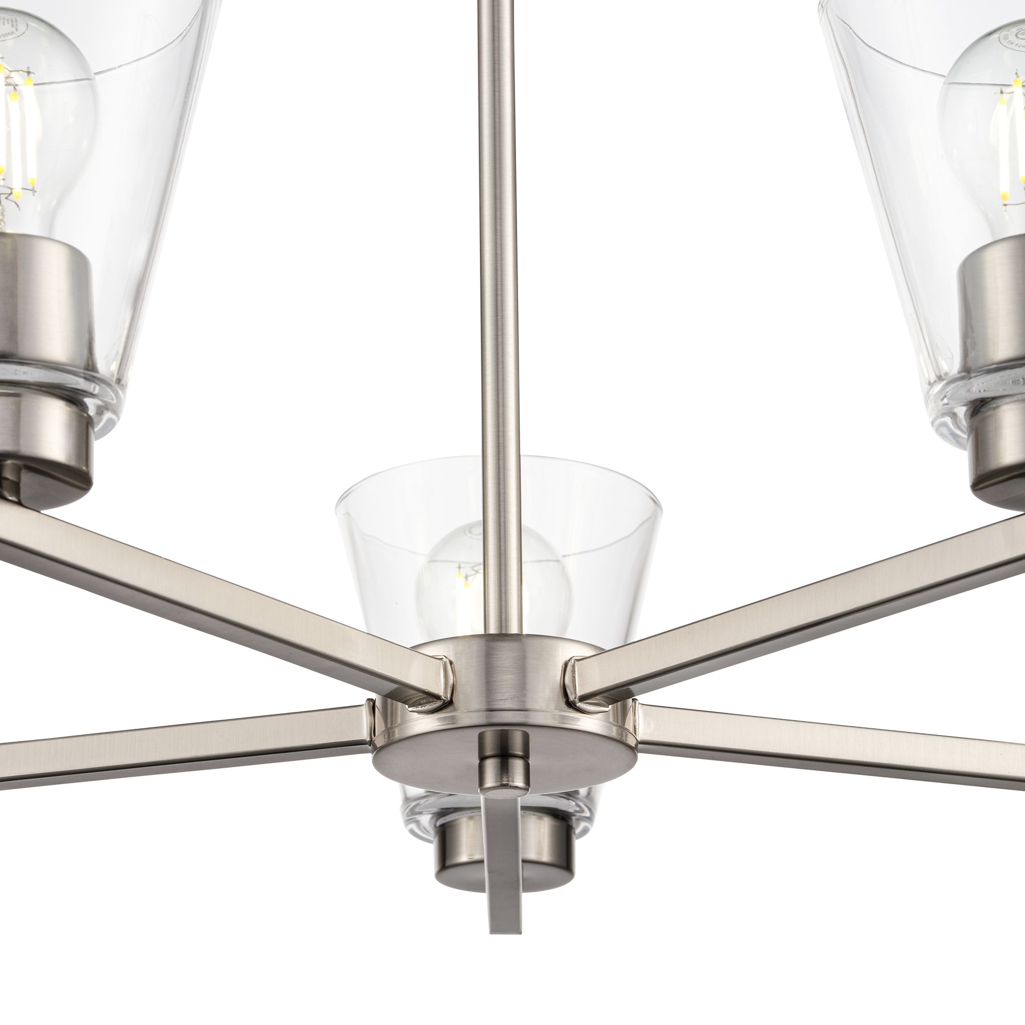 Thumbnail3 of Millennium Strayhan 5-Light 24" Brushed Nickel Chandelier with Glass Shade more views