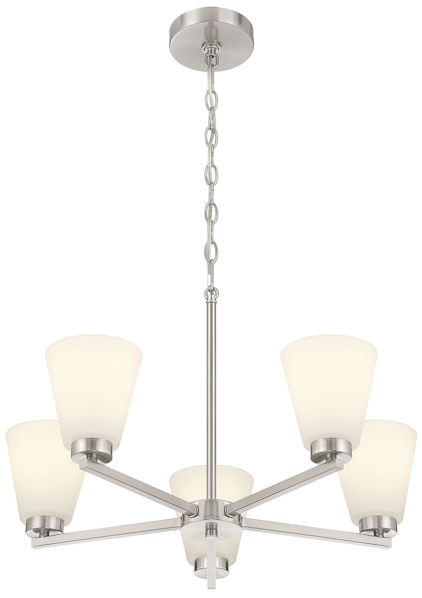 Image 2 Millennium Strayhan 5-Light 24" Brushed Nickel Chandelier with Glass Shade