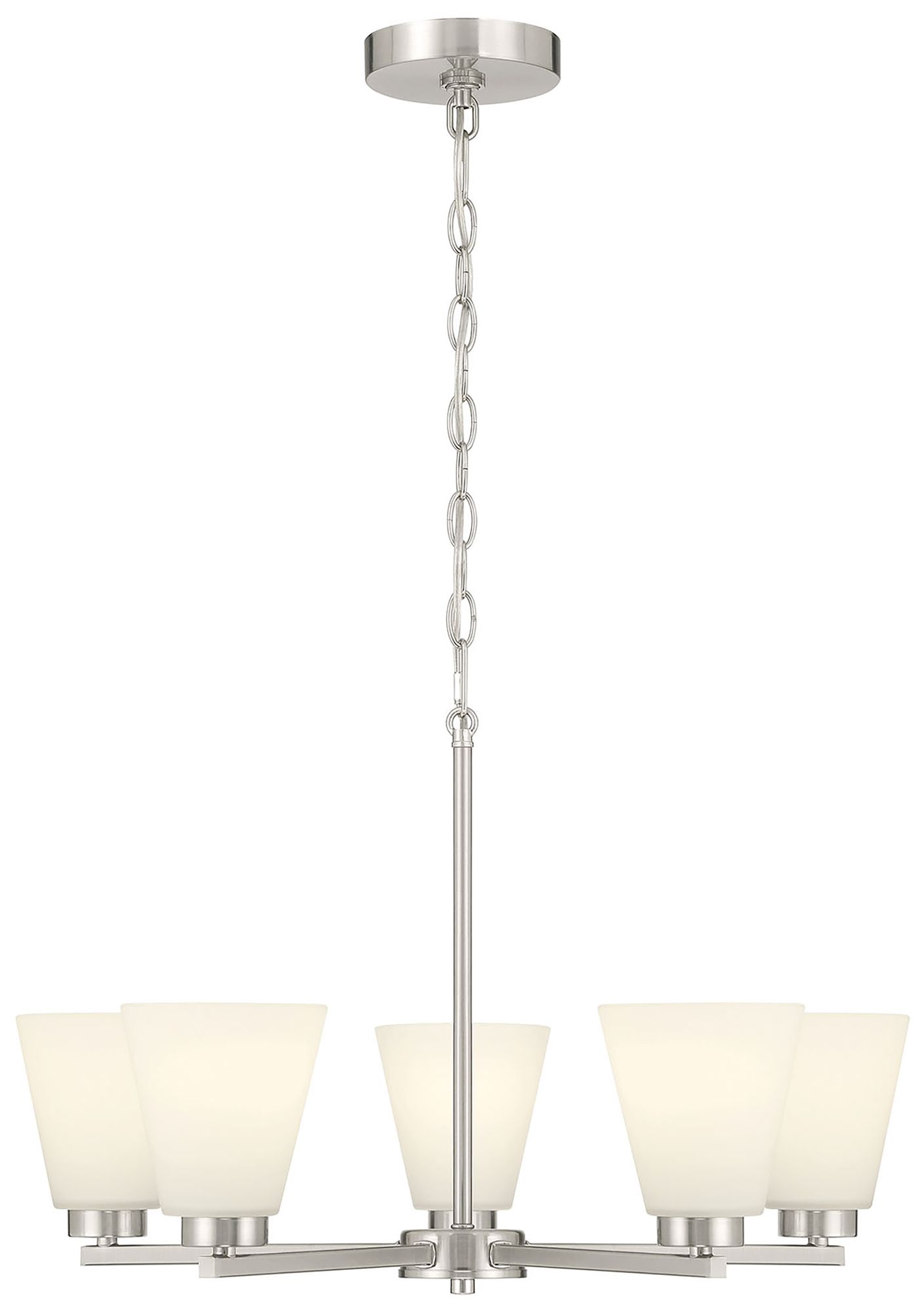Image 3 Millennium Strayhan 5-Light 24" Brushed Nickel Chandelier with Glass Shade more views