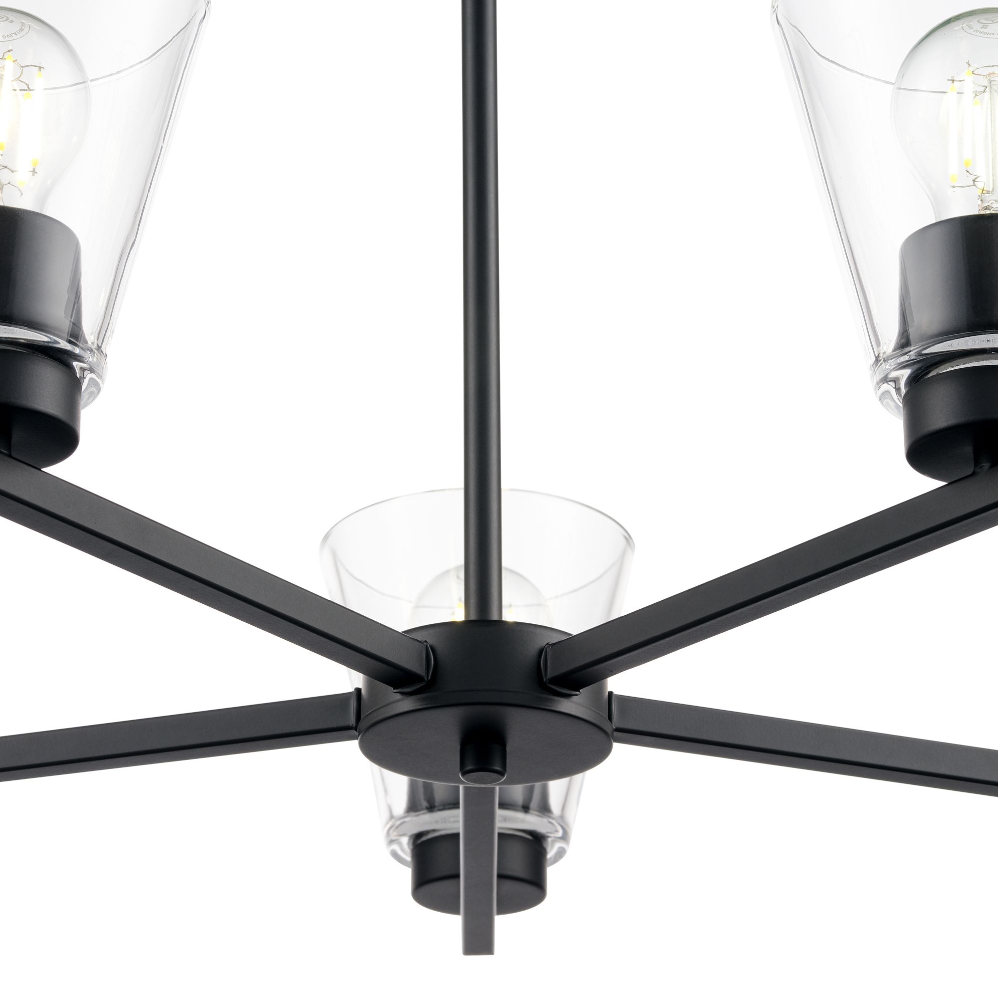 Thumbnail3 of Millennium Strayhan 5-Light 24" Matte Black Chandelier with Glass Shade more views