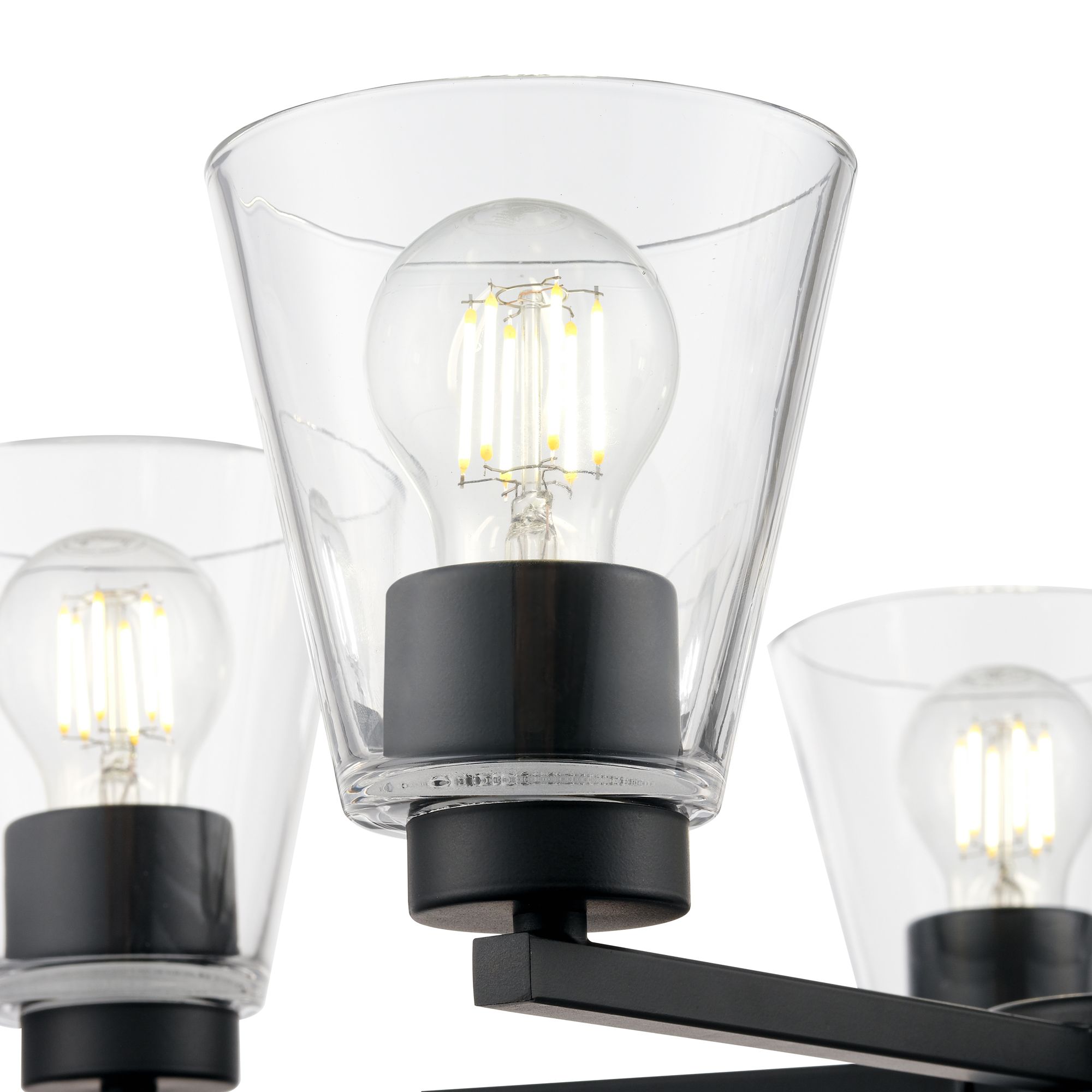 Thumbnail4 of Millennium Strayhan 5-Light 24" Matte Black Chandelier with Glass Shade more views