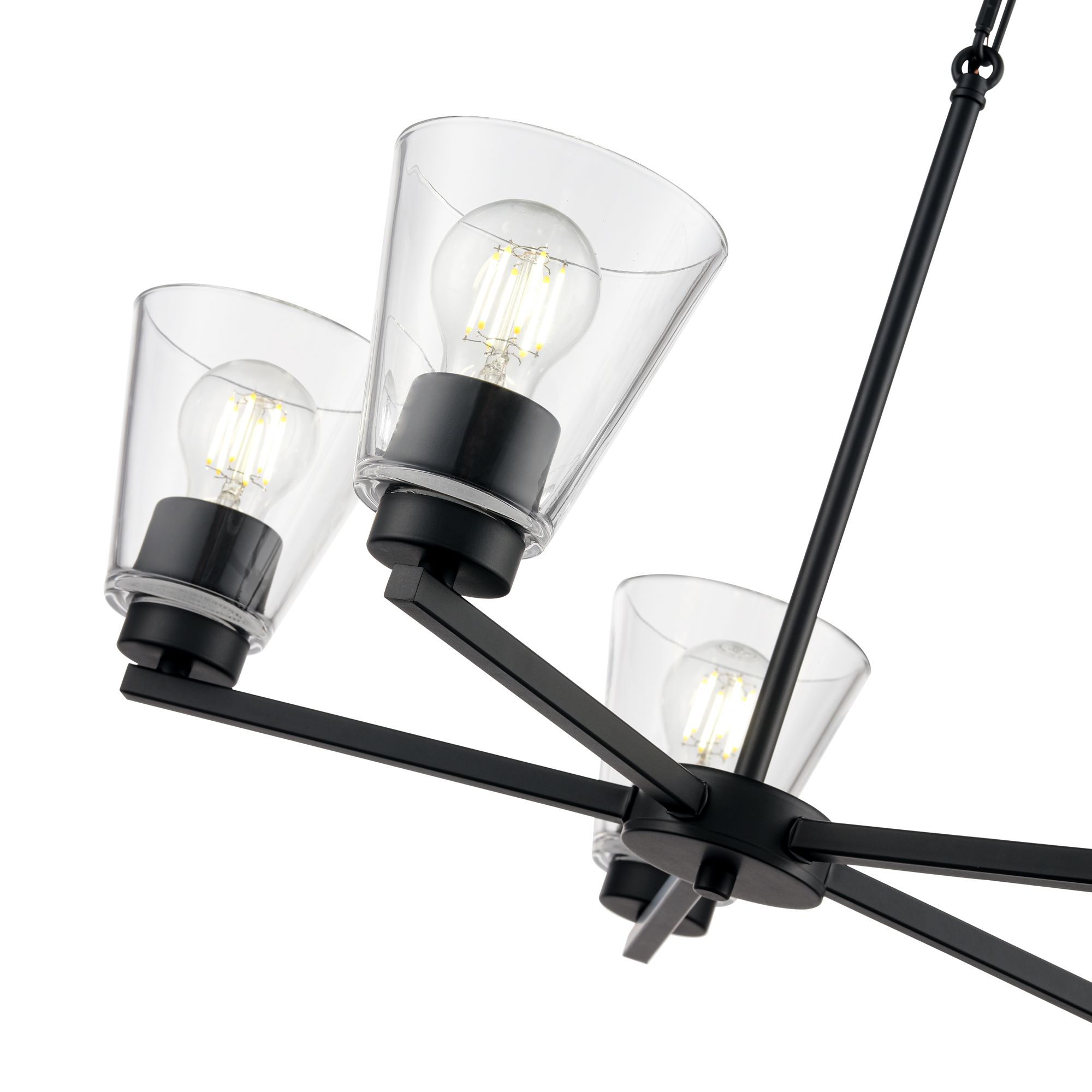 Millennium Strayhan 5-Light 24" Matte Black Chandelier with Glass Shade