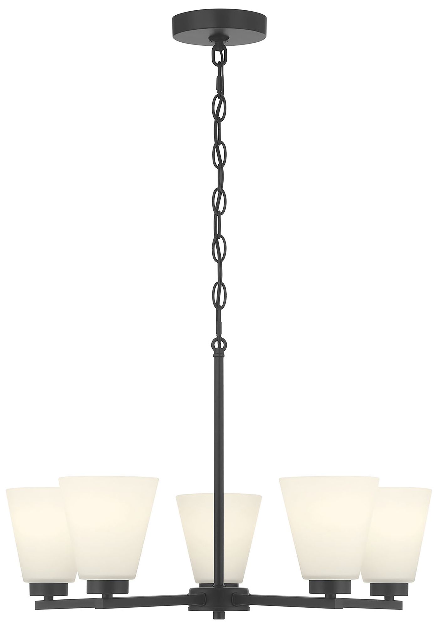 Image 3 Millennium Strayhan 5-Light 24" Matte Black Chandelier with Glass Shade more views