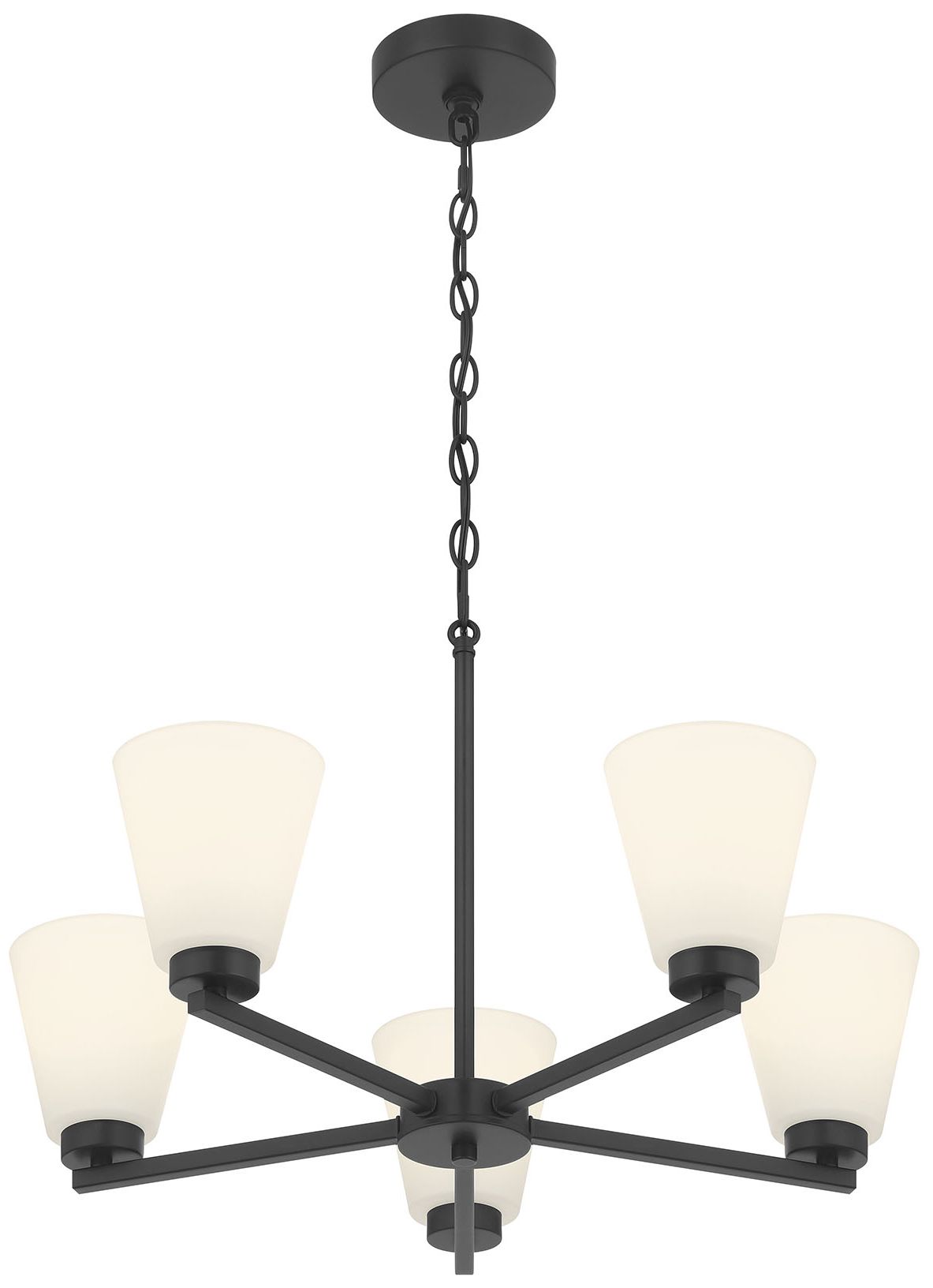 Image 4 Millennium Strayhan 5-Light 24" Matte Black Chandelier with Glass Shade more views