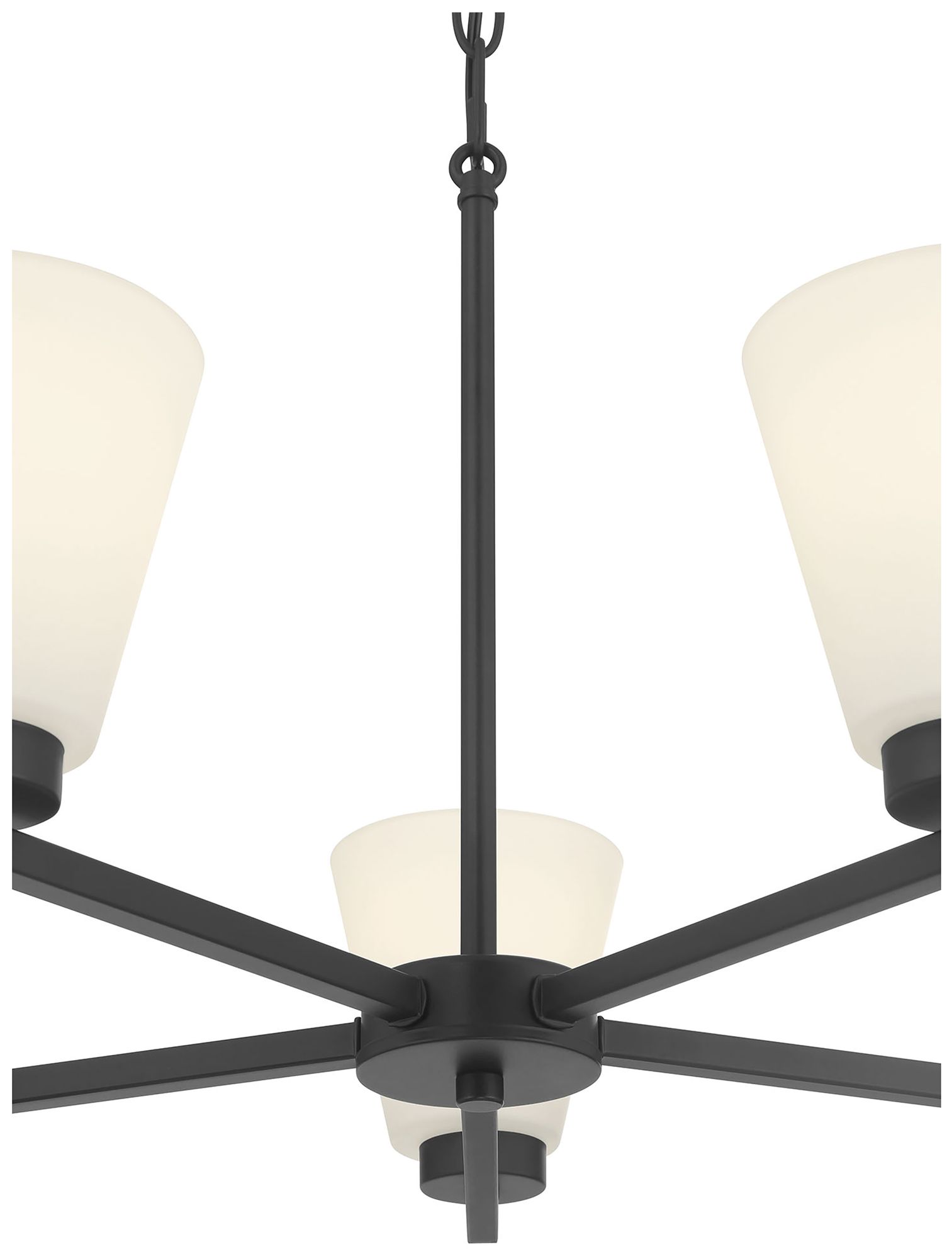 Image 5 Millennium Strayhan 5-Light 24" Matte Black Chandelier with Glass Shade more views