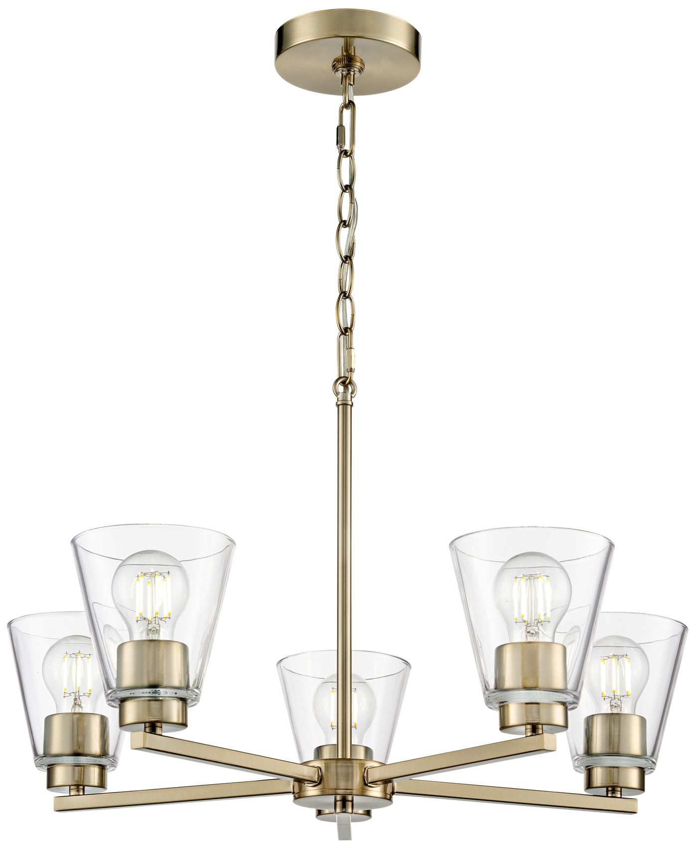 Millennium Strayhan 5-Light 24" Modern Gold Chandelier with Glass Shade