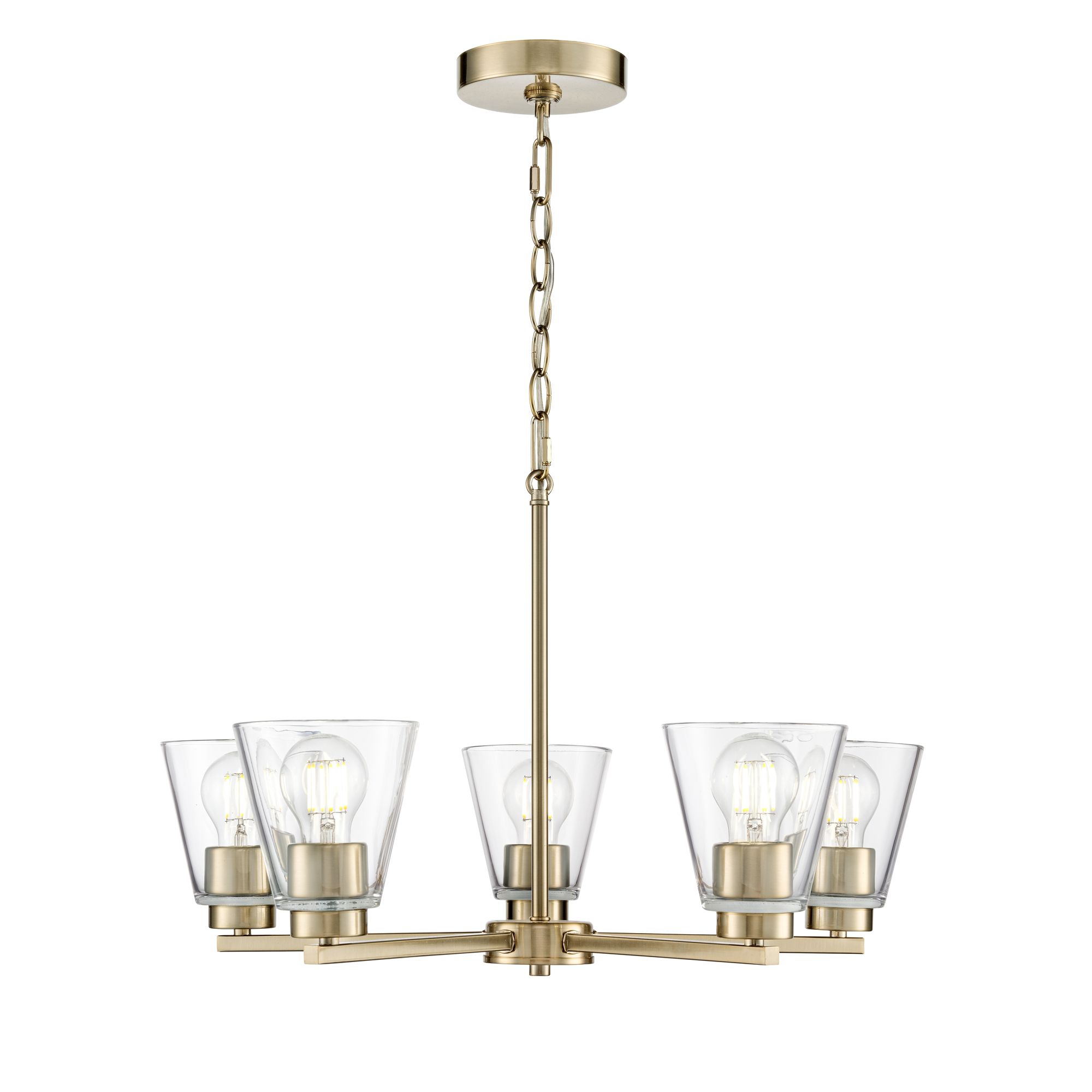 Image 2 Millennium Strayhan 5-Light 24" Modern Gold Chandelier with Glass Shade more views