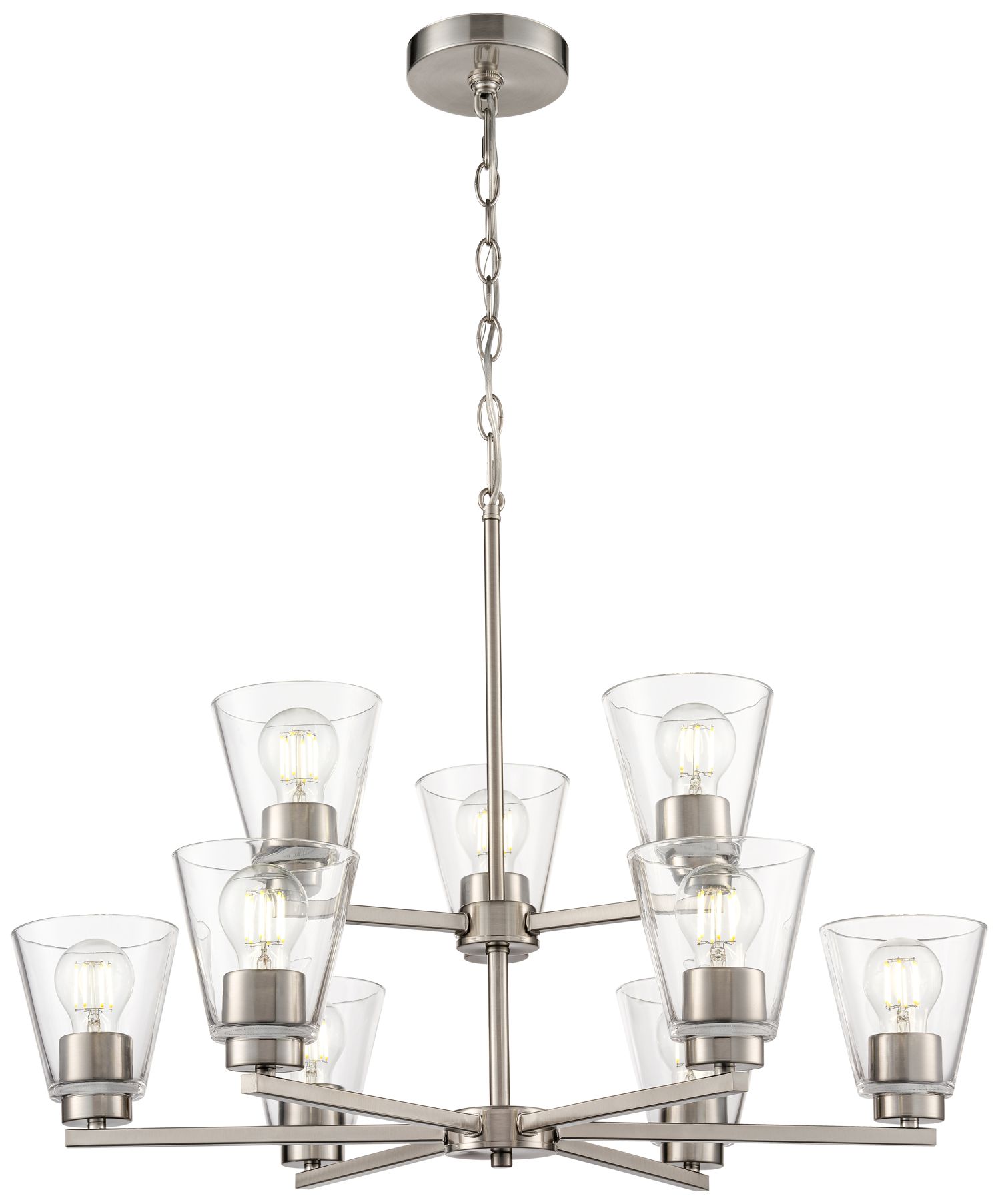Millennium Strayhan 9-Light 28.5" Brushed Nickel Chandelier with Shade