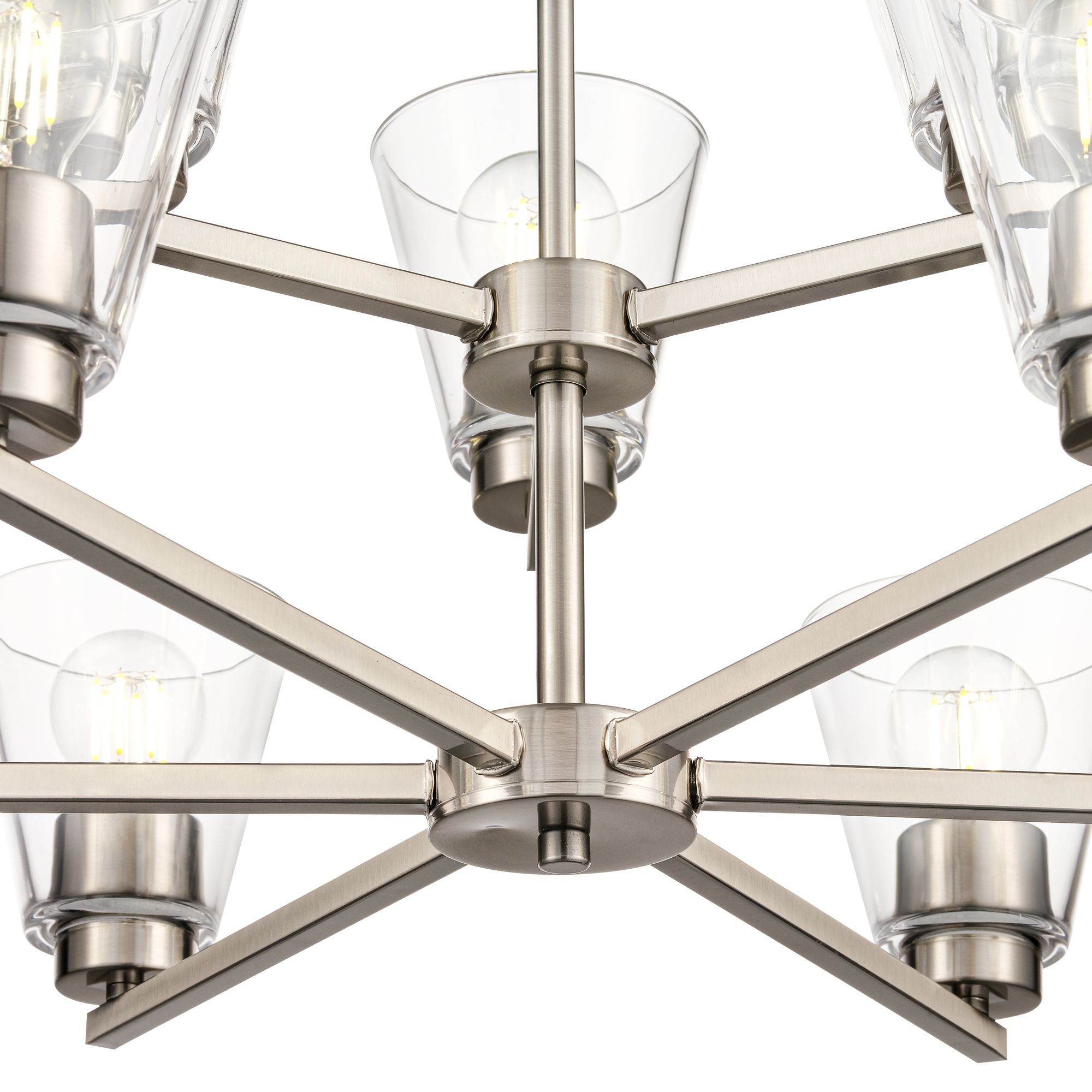 Image 3 Millennium Strayhan 9-Light 28.5" Brushed Nickel Chandelier with Shade more views