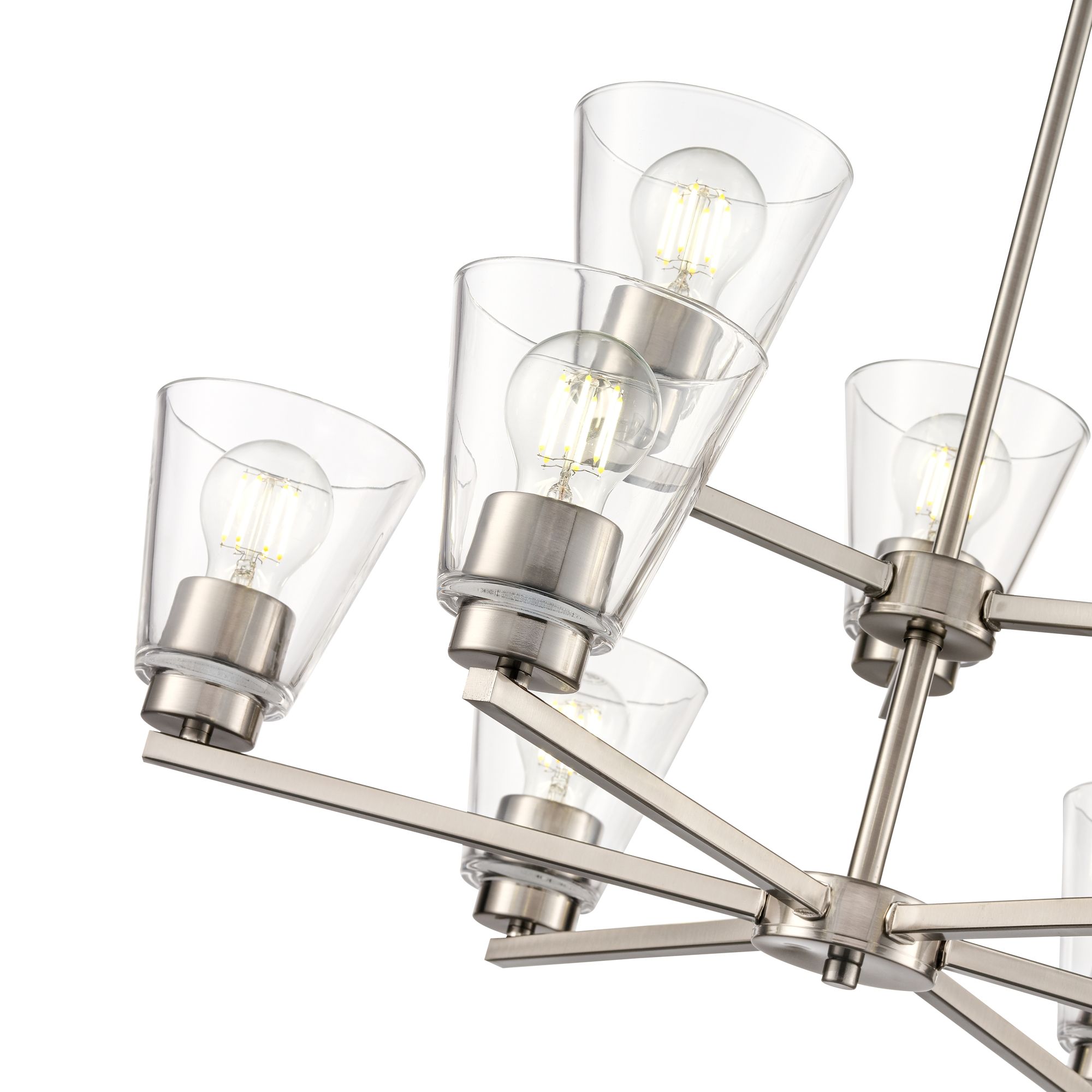 Image 5 Millennium Strayhan 9-Light 28.5" Brushed Nickel Chandelier with Shade more views