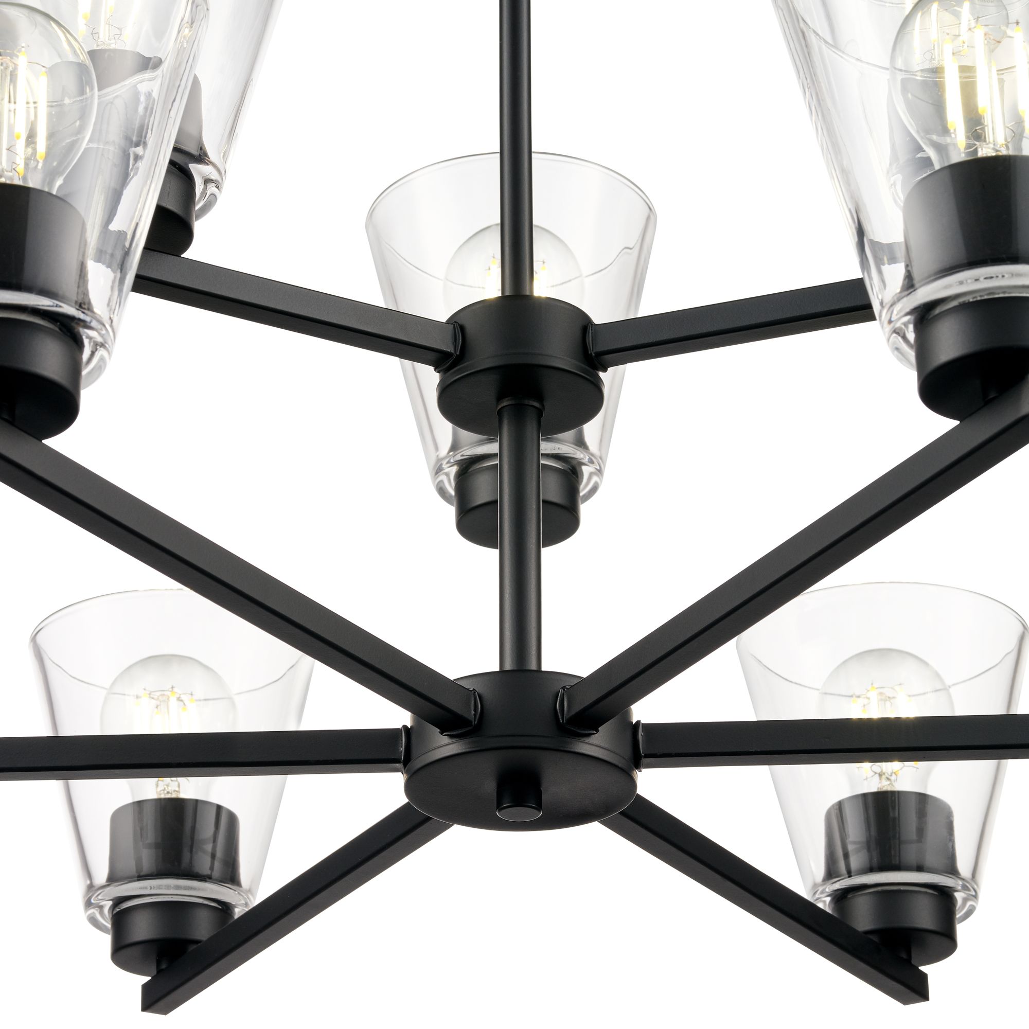 Image 3 Millennium Strayhan 9-Light 28.5" Matte Black Chandelier with Glass Shade more views