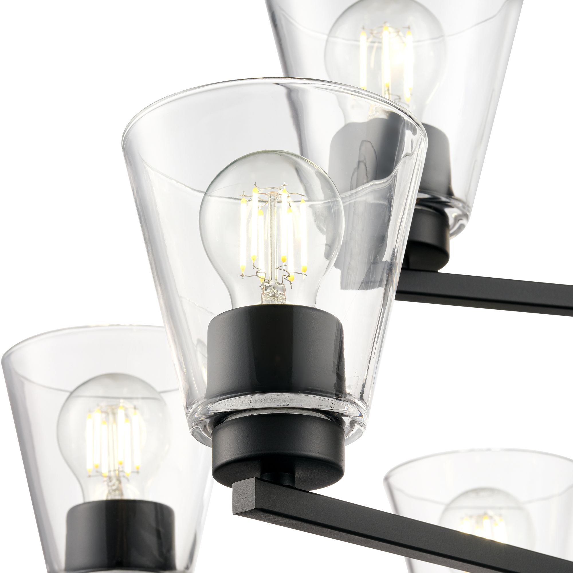 Image 4 Millennium Strayhan 9-Light 28.5" Matte Black Chandelier with Glass Shade more views