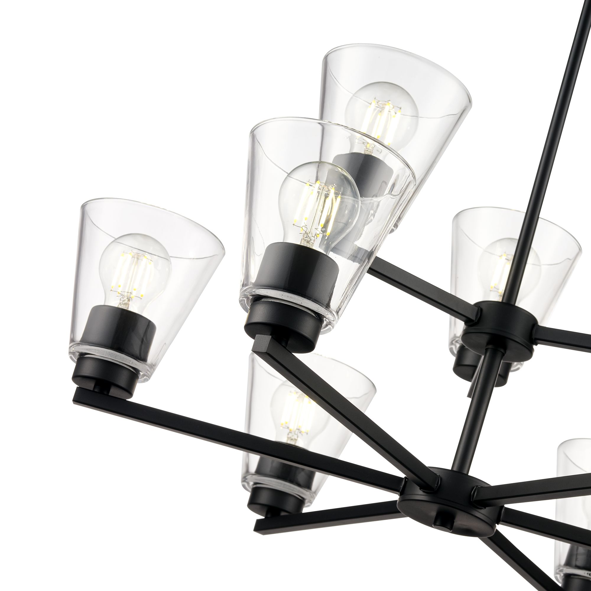 Image 5 Millennium Strayhan 9-Light 28.5" Matte Black Chandelier with Glass Shade more views