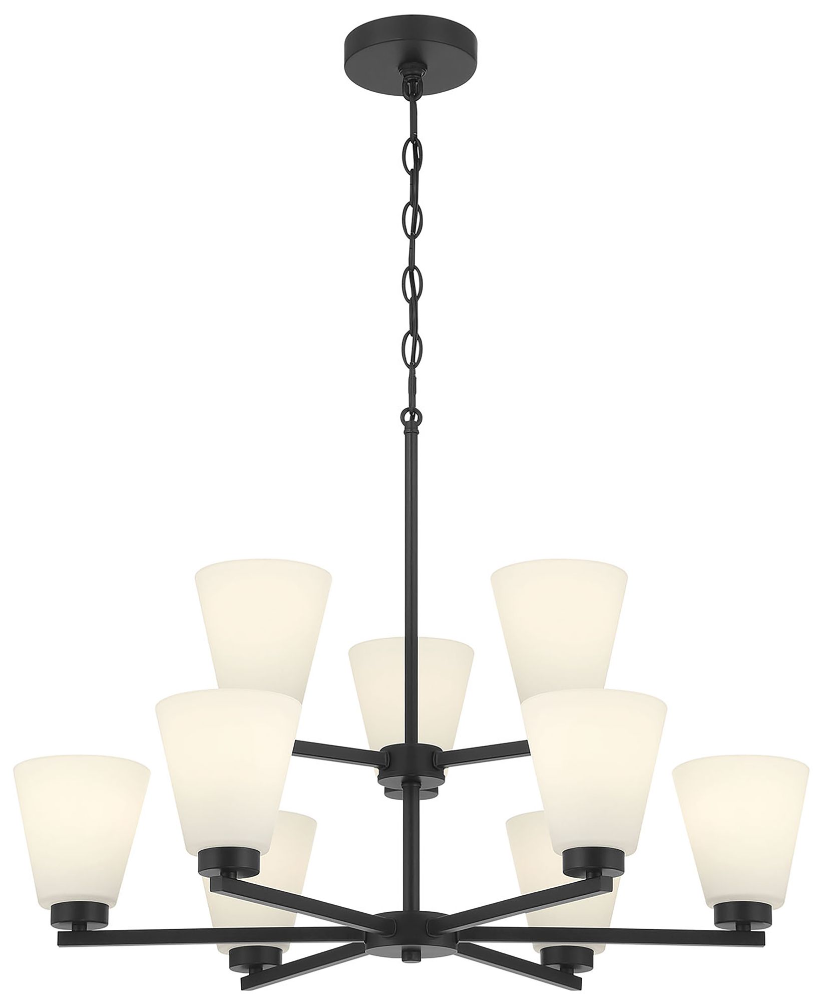 Millennium Strayhan 9-Light 28.5" Matte Black Chandelier with Glass Shade