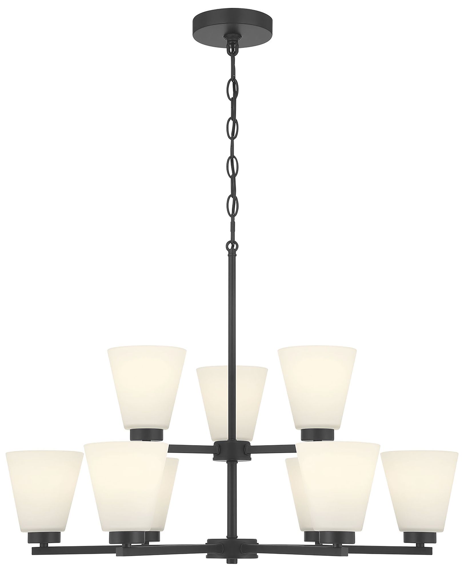 Image 3 Millennium Strayhan 9-Light 28.5" Matte Black Chandelier with Glass Shade more views