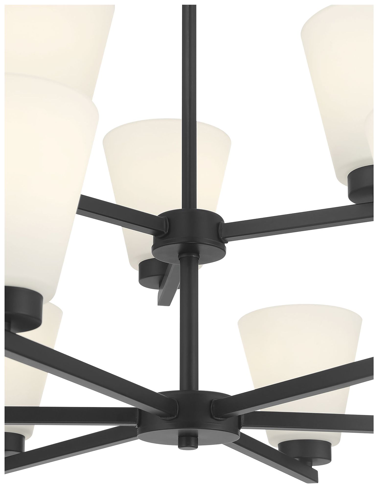 Image 4 Millennium Strayhan 9-Light 28.5" Matte Black Chandelier with Glass Shade more views
