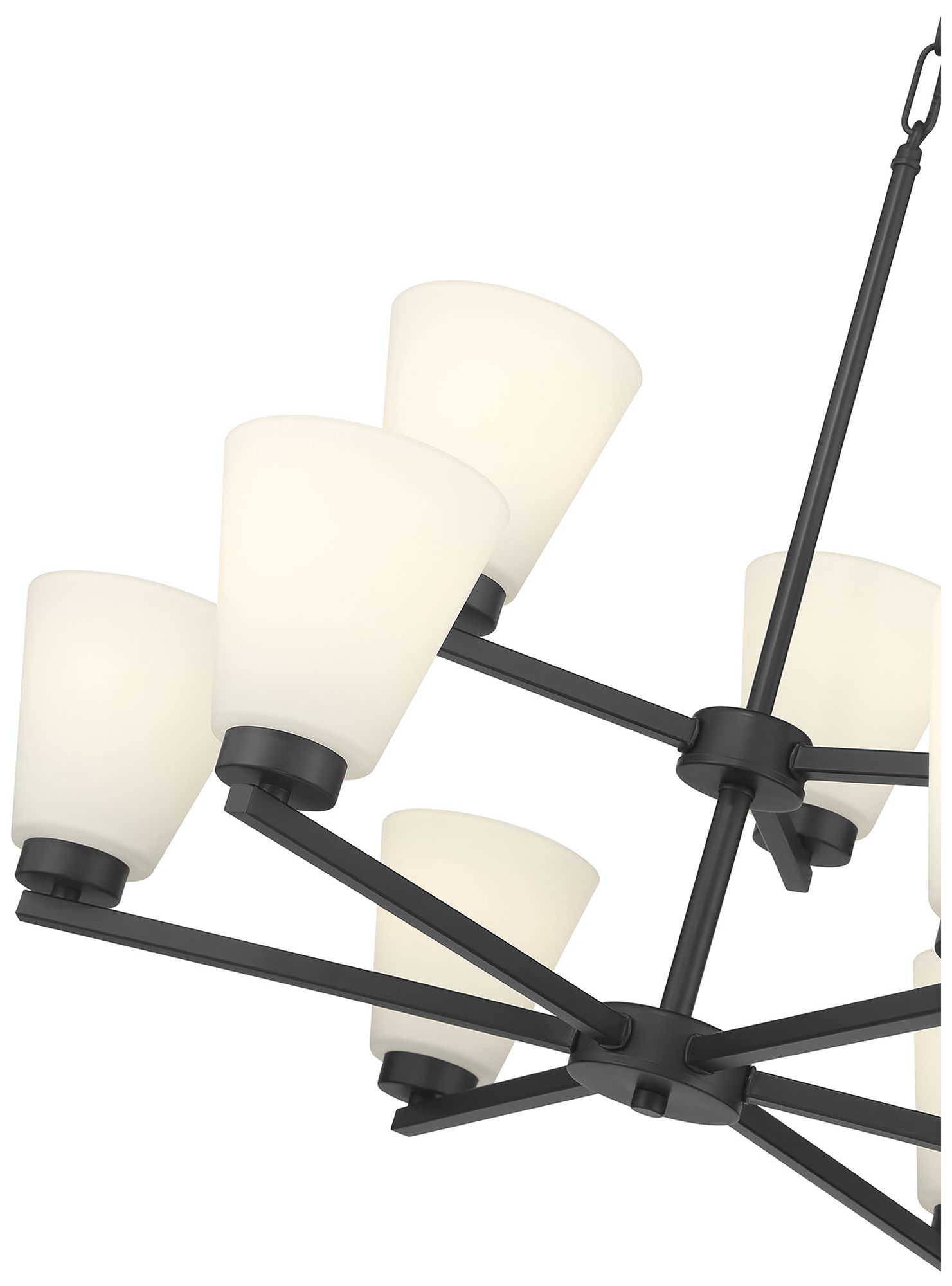 Image 6 Millennium Strayhan 9-Light 28.5" Matte Black Chandelier with Glass Shade more views