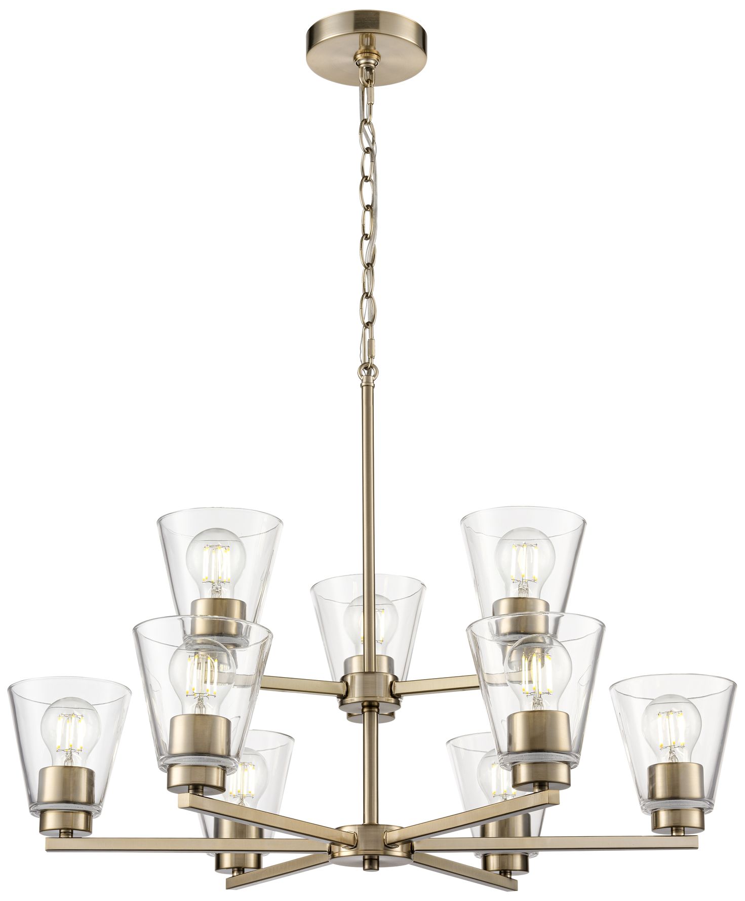 Millennium Strayhan 9-Light 28.5" Modern Gold Chandelier with Glass Shade