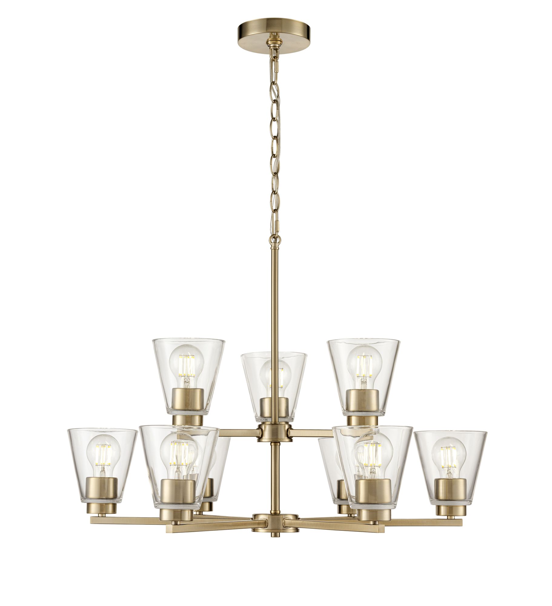 Image 2 Millennium Strayhan 9-Light 28.5" Modern Gold Chandelier with Glass Shade more views