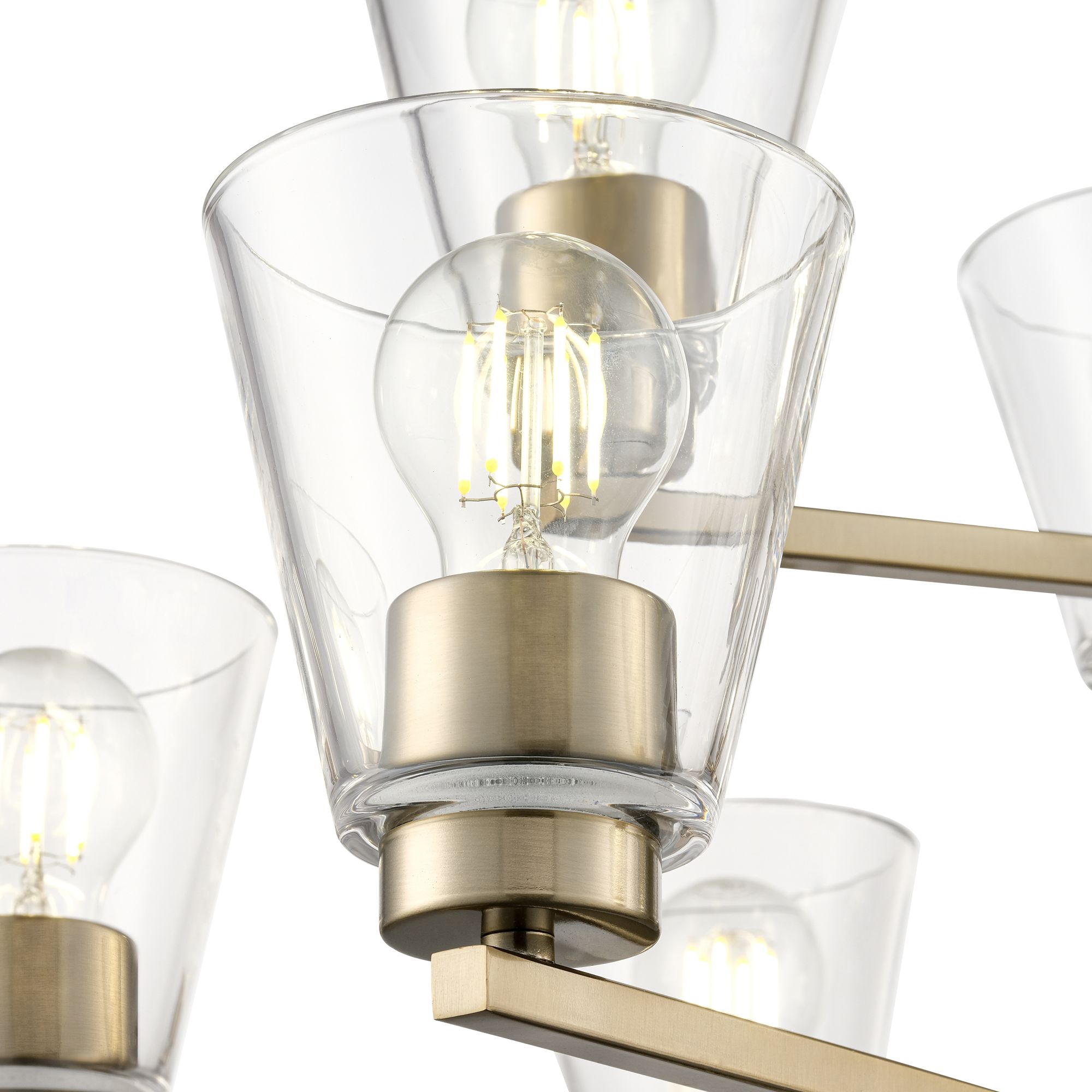 Image 4 Millennium Strayhan 9-Light 28.5" Modern Gold Chandelier with Glass Shade more views