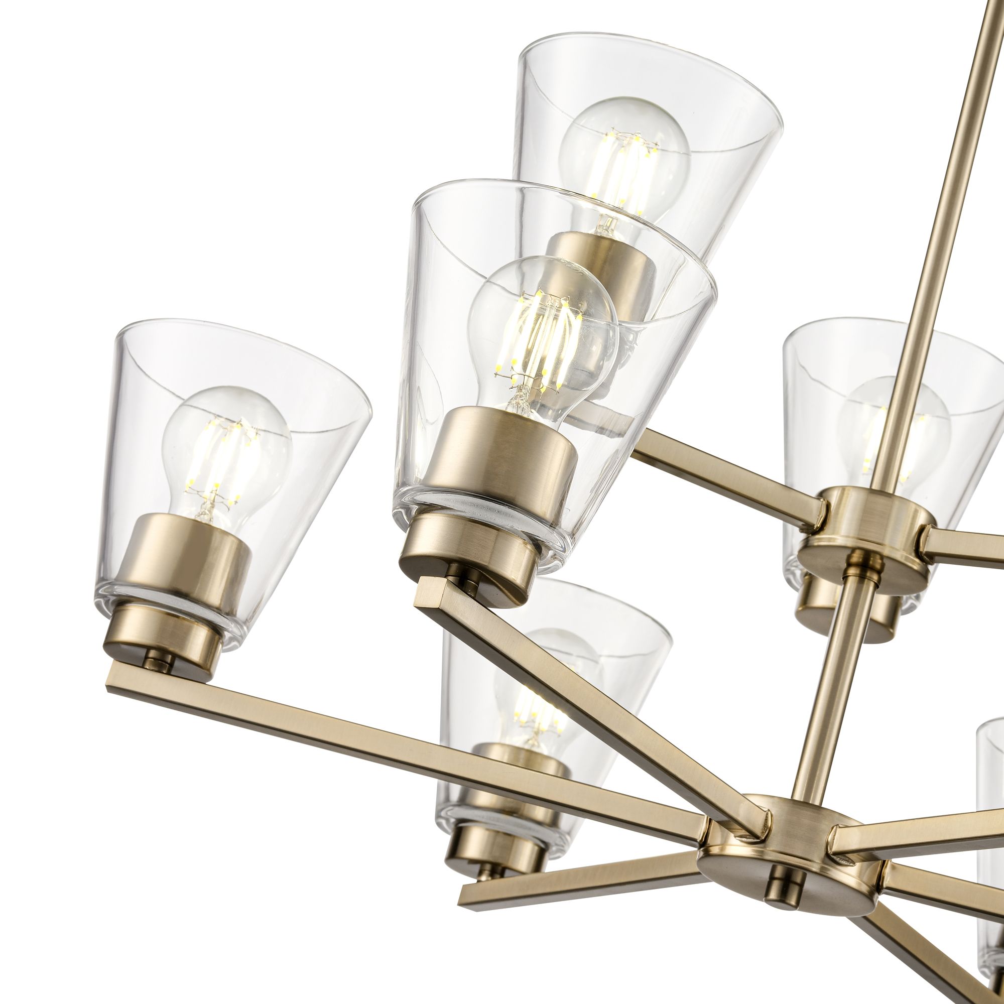 Image 5 Millennium Strayhan 9-Light 28.5" Modern Gold Chandelier with Glass Shade more views