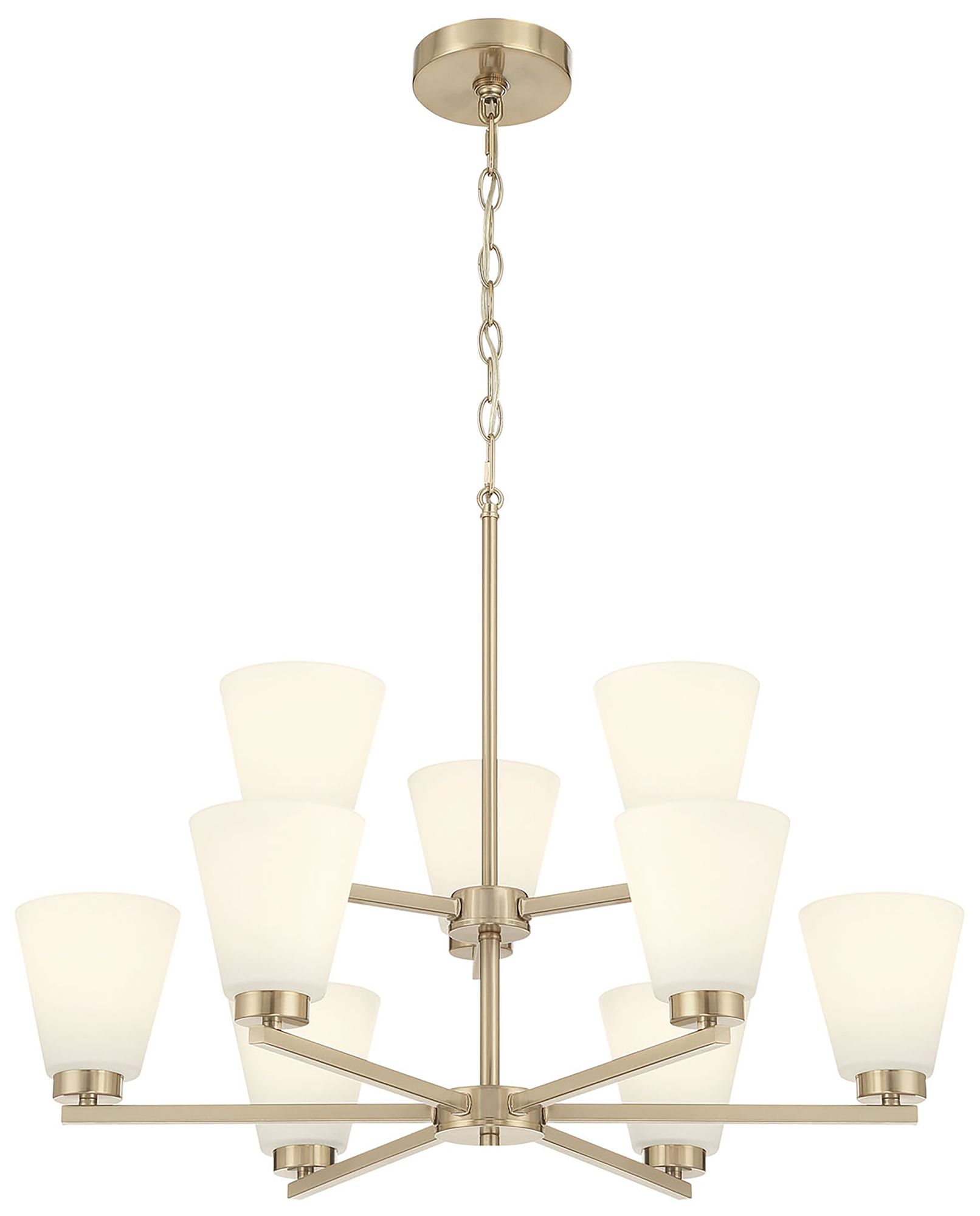 Millennium Strayhan 9-Light 28.5" Modern Gold Chandelier with Glass Shade