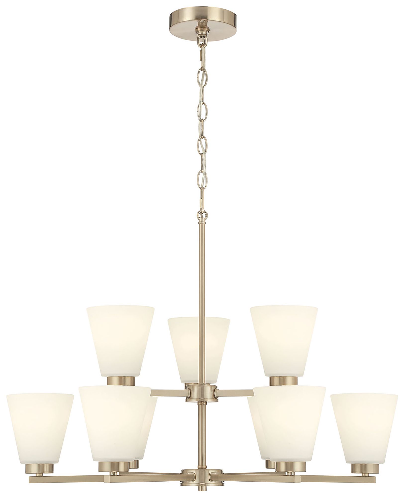 Image 3 Millennium Strayhan 9-Light 28.5" Modern Gold Chandelier with Glass Shade more views