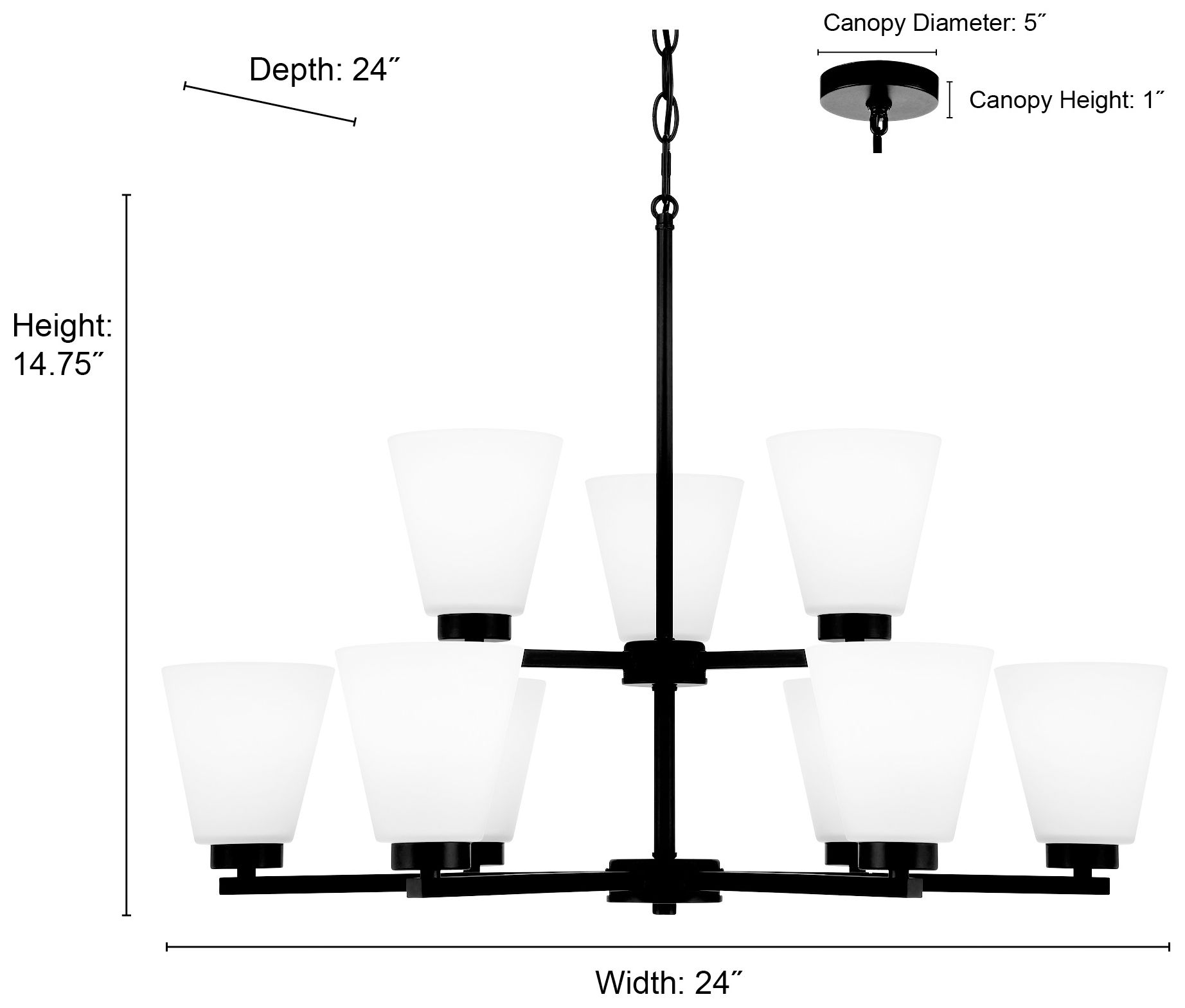 Millennium Strayhan 9-Light 28.5" Modern Gold Chandelier with Glass Shade
