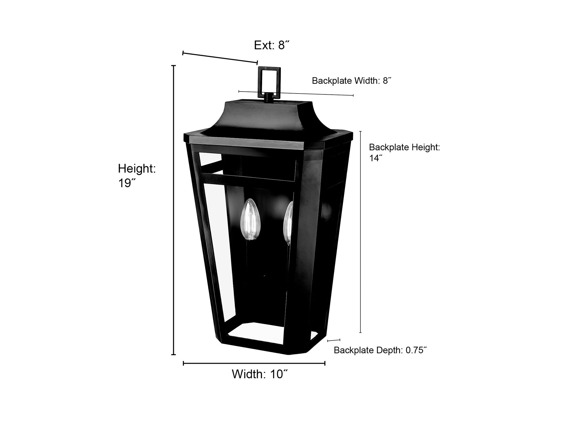 Millennium Sumerlin 2-Light 19" Powder Coated Black Outdoor Wall Sconce
