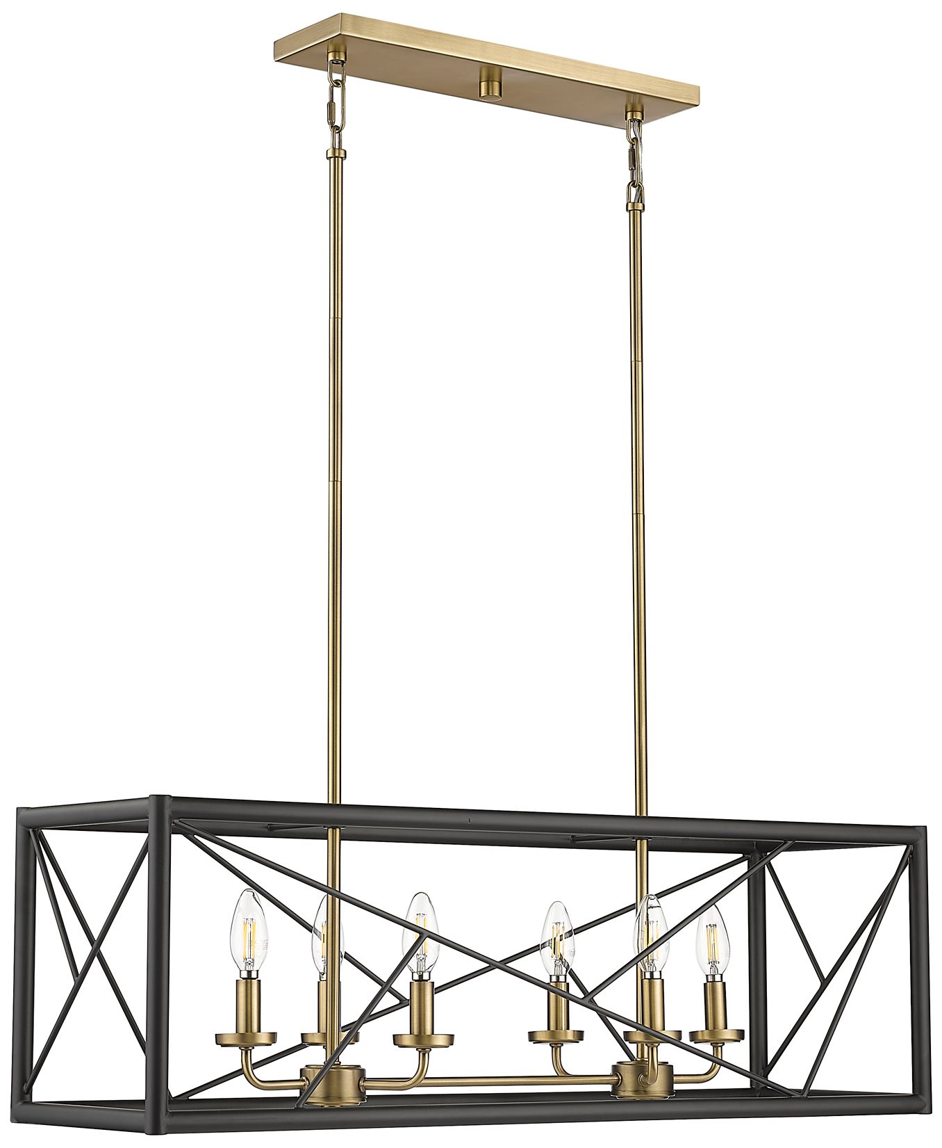 Millennium Surrey 6-Light 34" Matte Black/Vintage Brass Chandelier