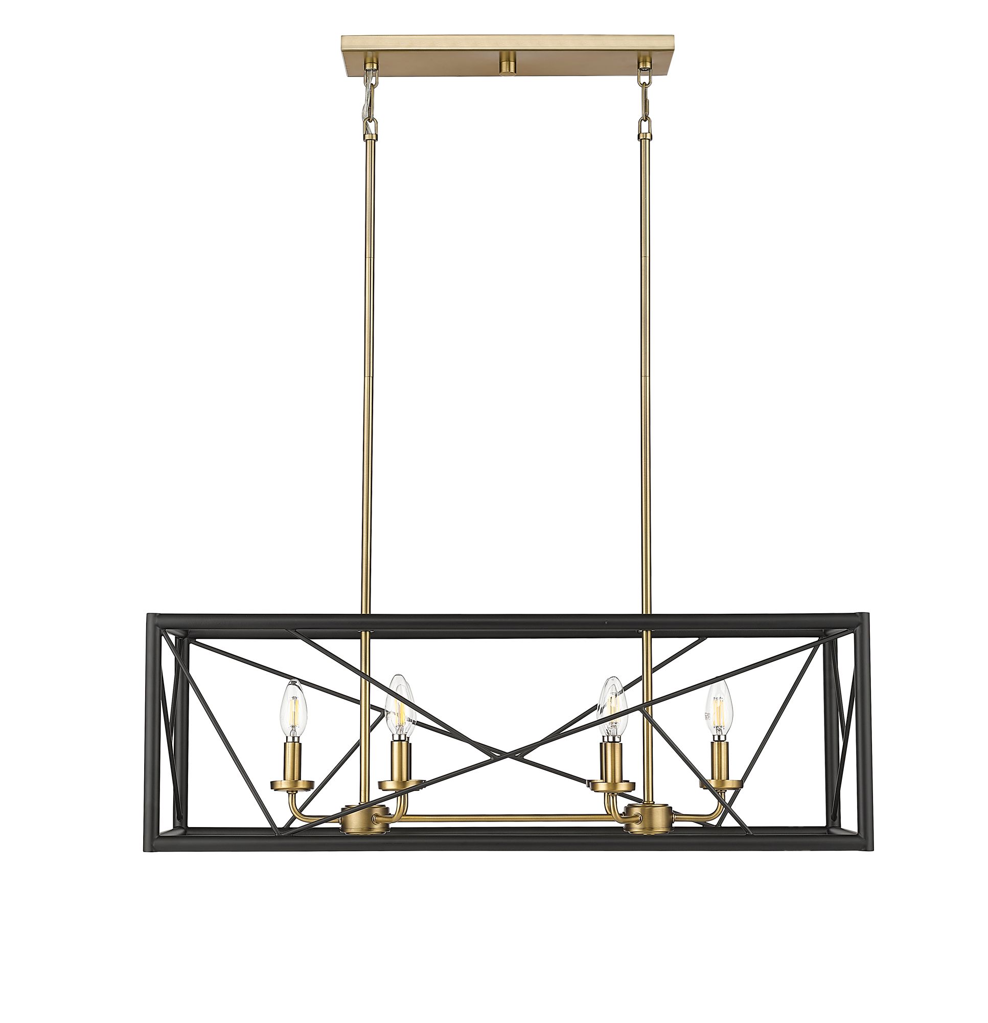 Image 2 Millennium Surrey 6-Light 34" Matte Black/Vintage Brass Chandelier more views