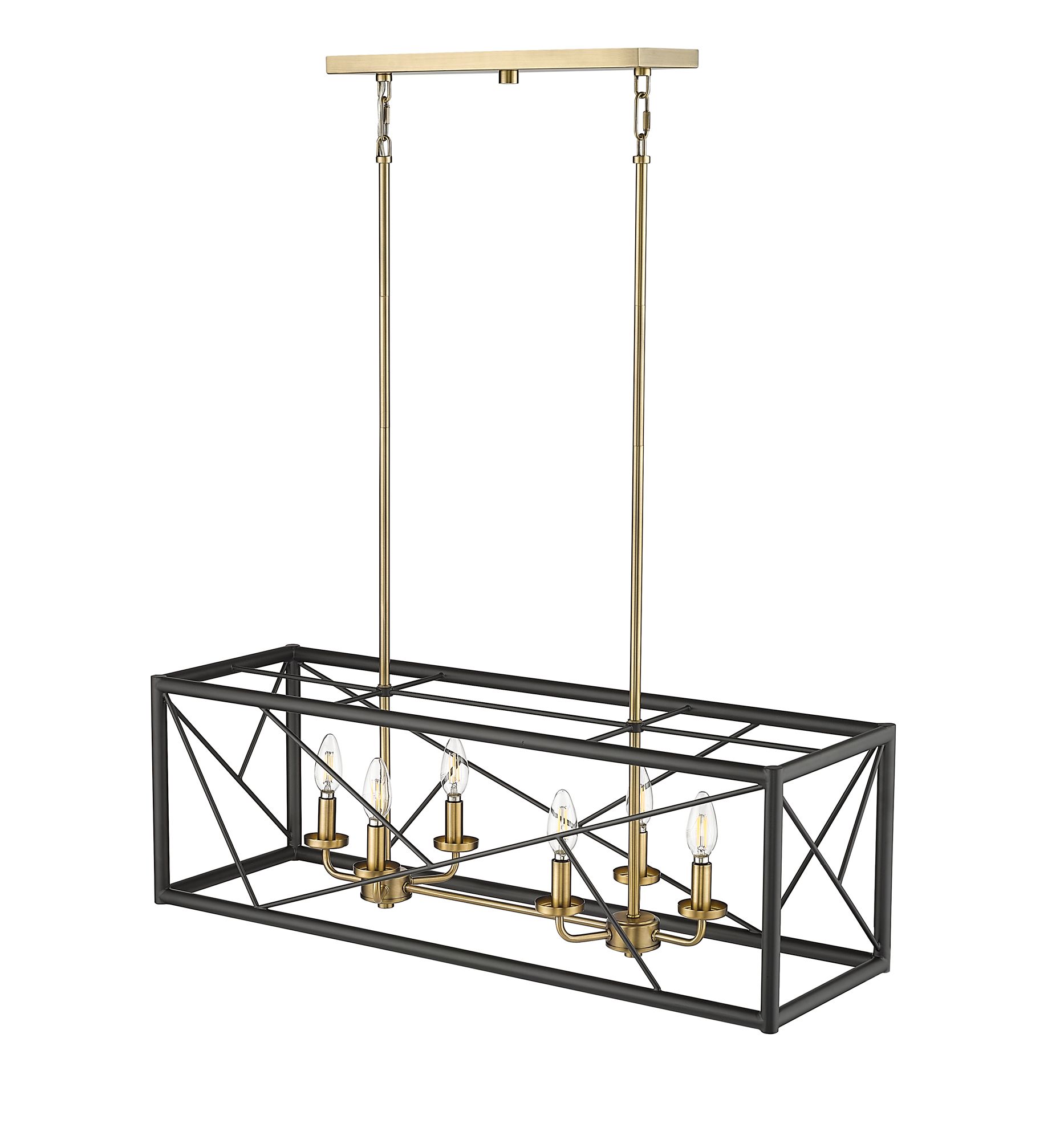 Image 3 Millennium Surrey 6-Light 34" Matte Black/Vintage Brass Chandelier more views