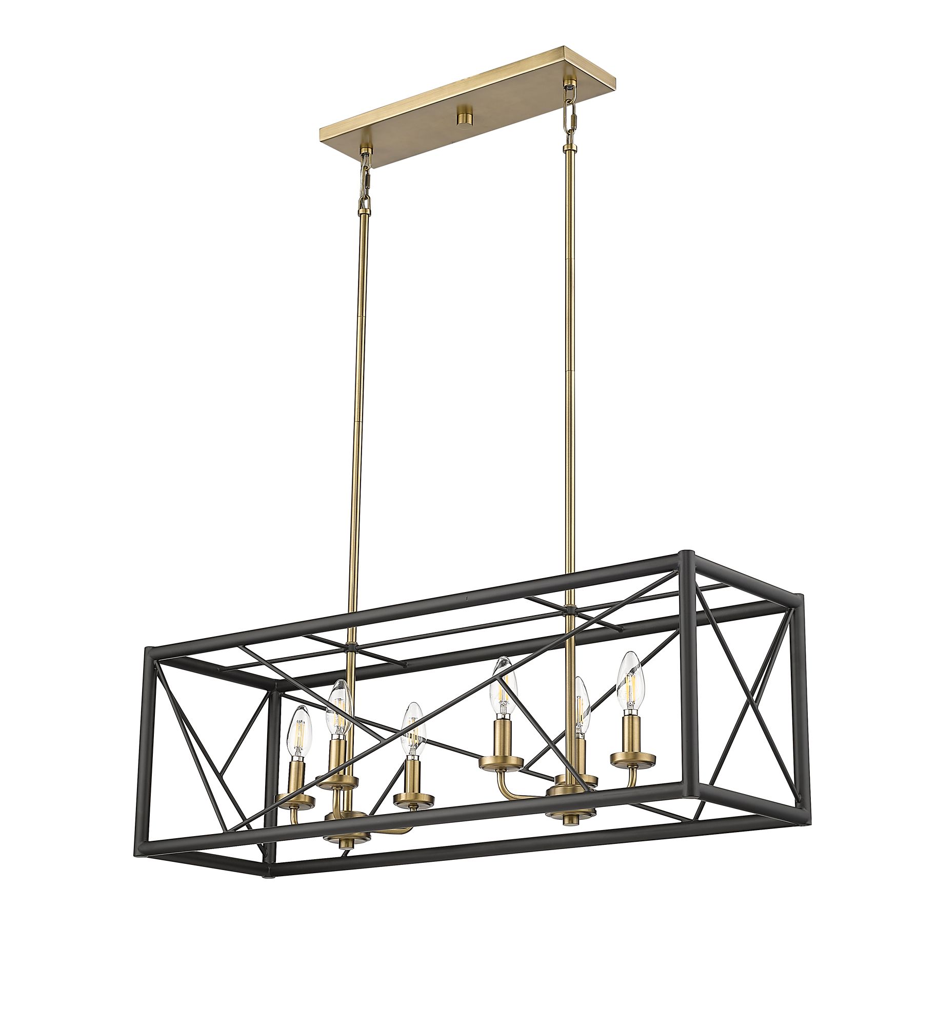 Image 5 Millennium Surrey 6-Light 34" Matte Black/Vintage Brass Chandelier more views